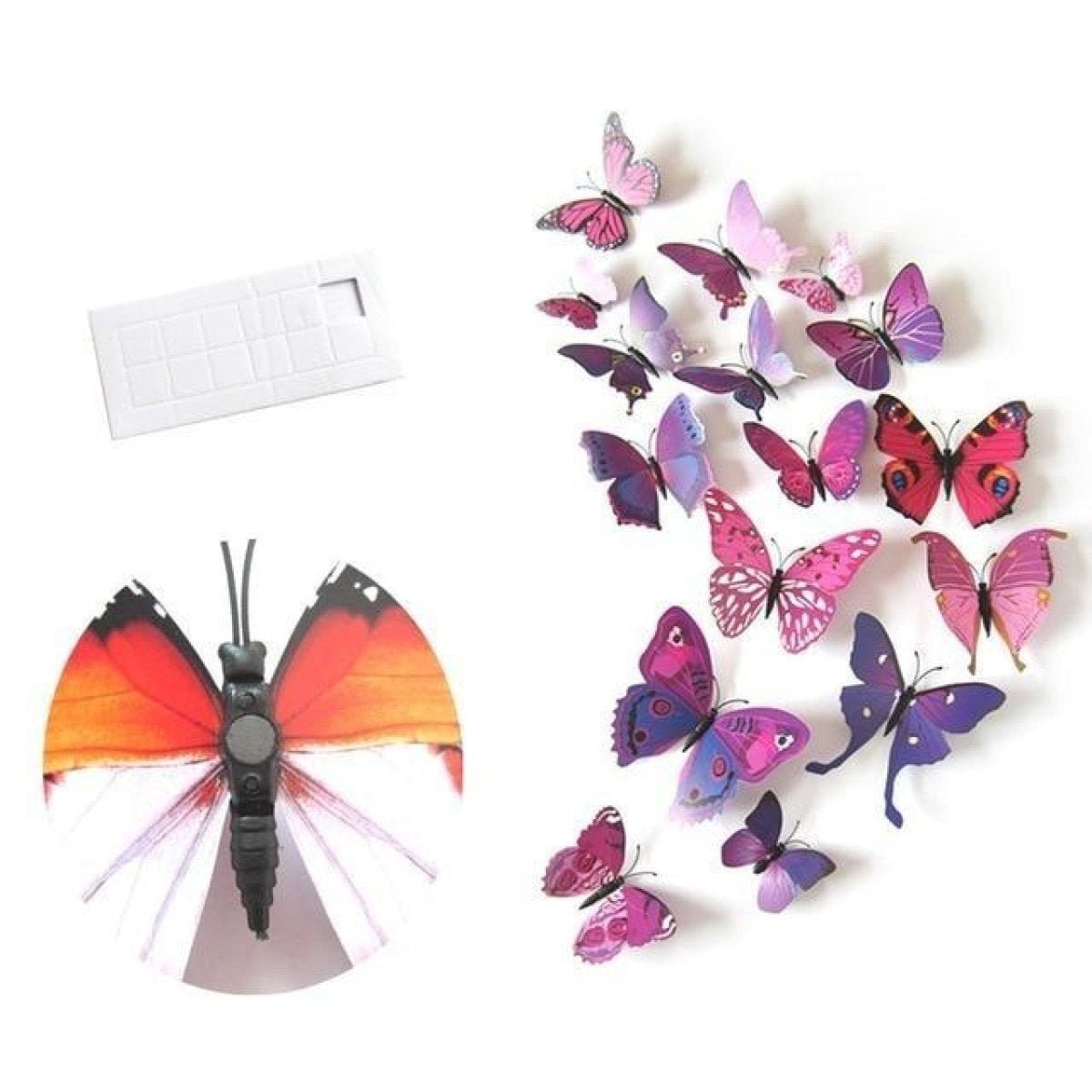12pcs PVC 3D Butterfly Wall Fridge Decorations Butterflies Art Magnet Pin Toy Plastic Shapes - Magnet 1 - Asia Sell