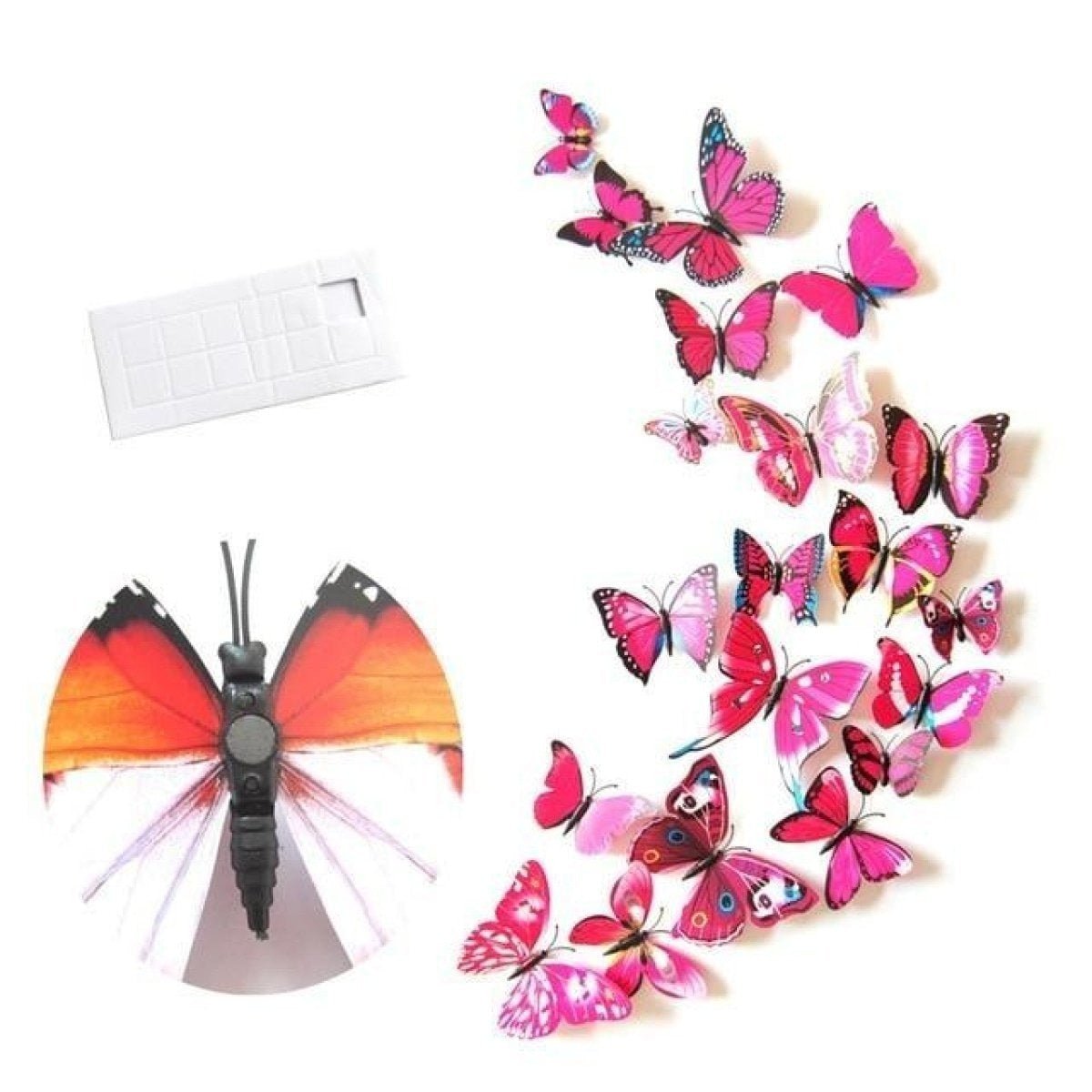 12pcs PVC 3D Butterfly Wall Fridge Decorations Butterflies Art Magnet Pin Toy Plastic Shapes - Magnet 11 - Asia Sell