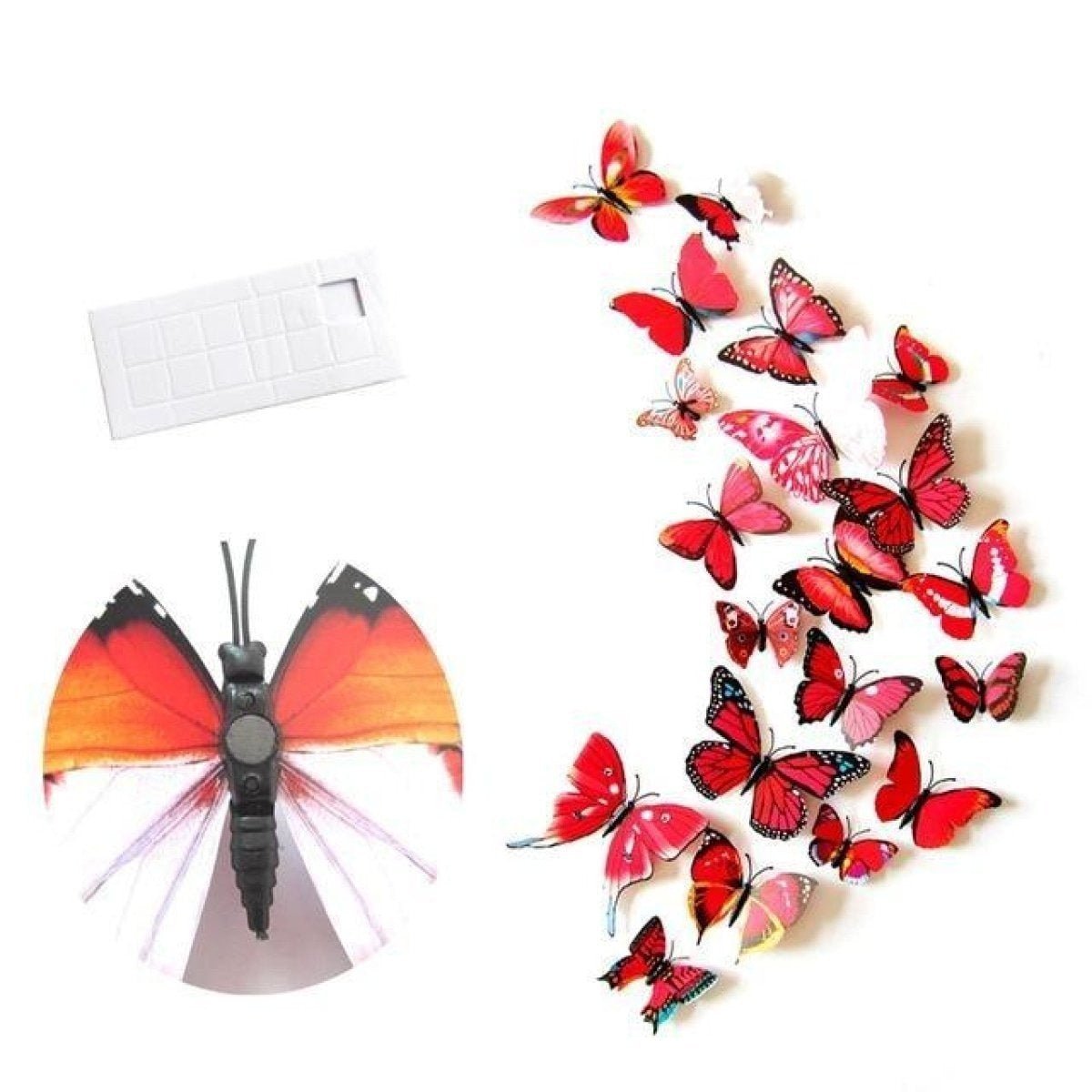 12pcs PVC 3D Butterfly Wall Fridge Decorations Butterflies Art Magnet Pin Toy Plastic Shapes - Magnet 4 - Asia Sell