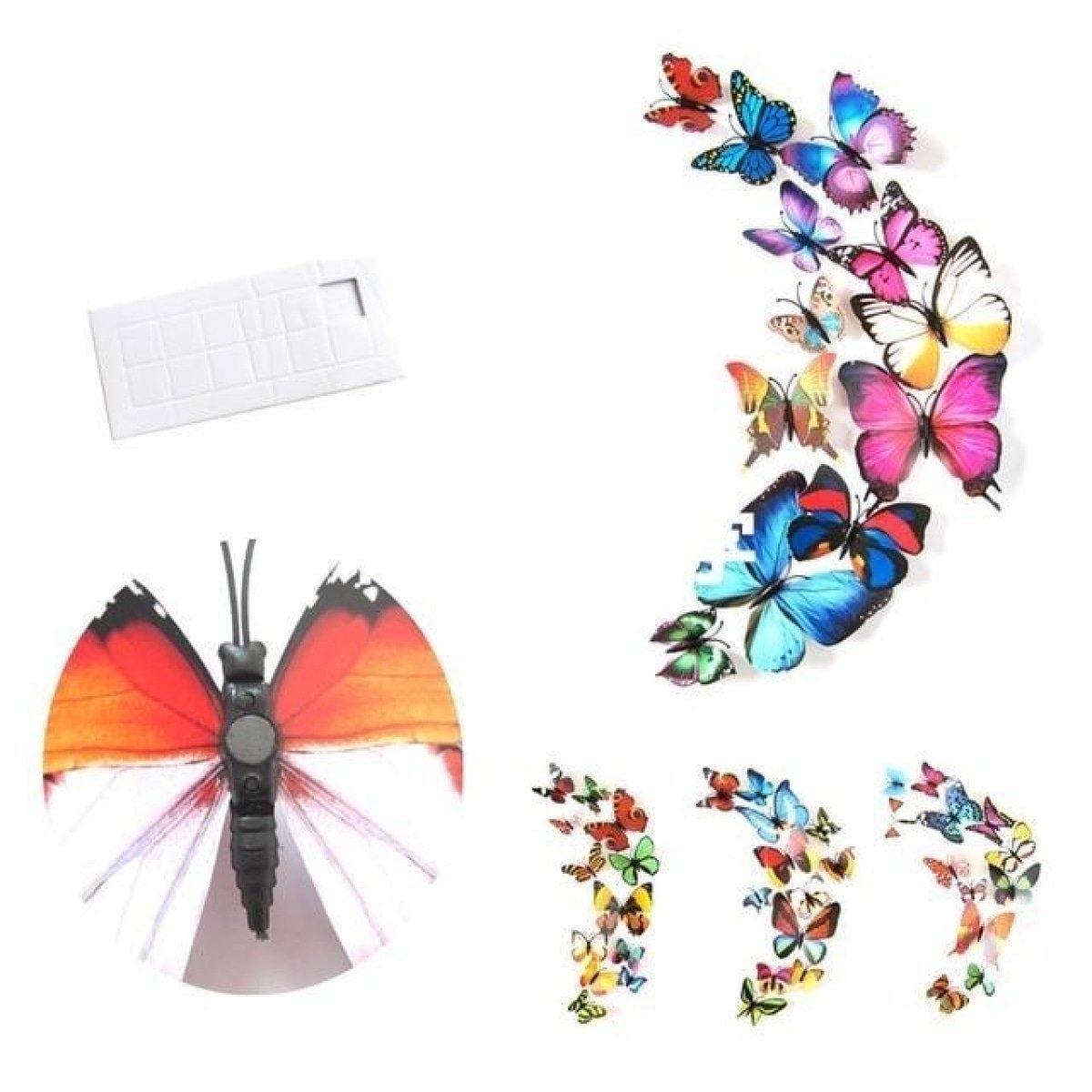 12pcs PVC 3D Butterfly Wall Fridge Decorations Butterflies Art Magnet Pin Toy Plastic Shapes - Magnet 7 - Asia Sell