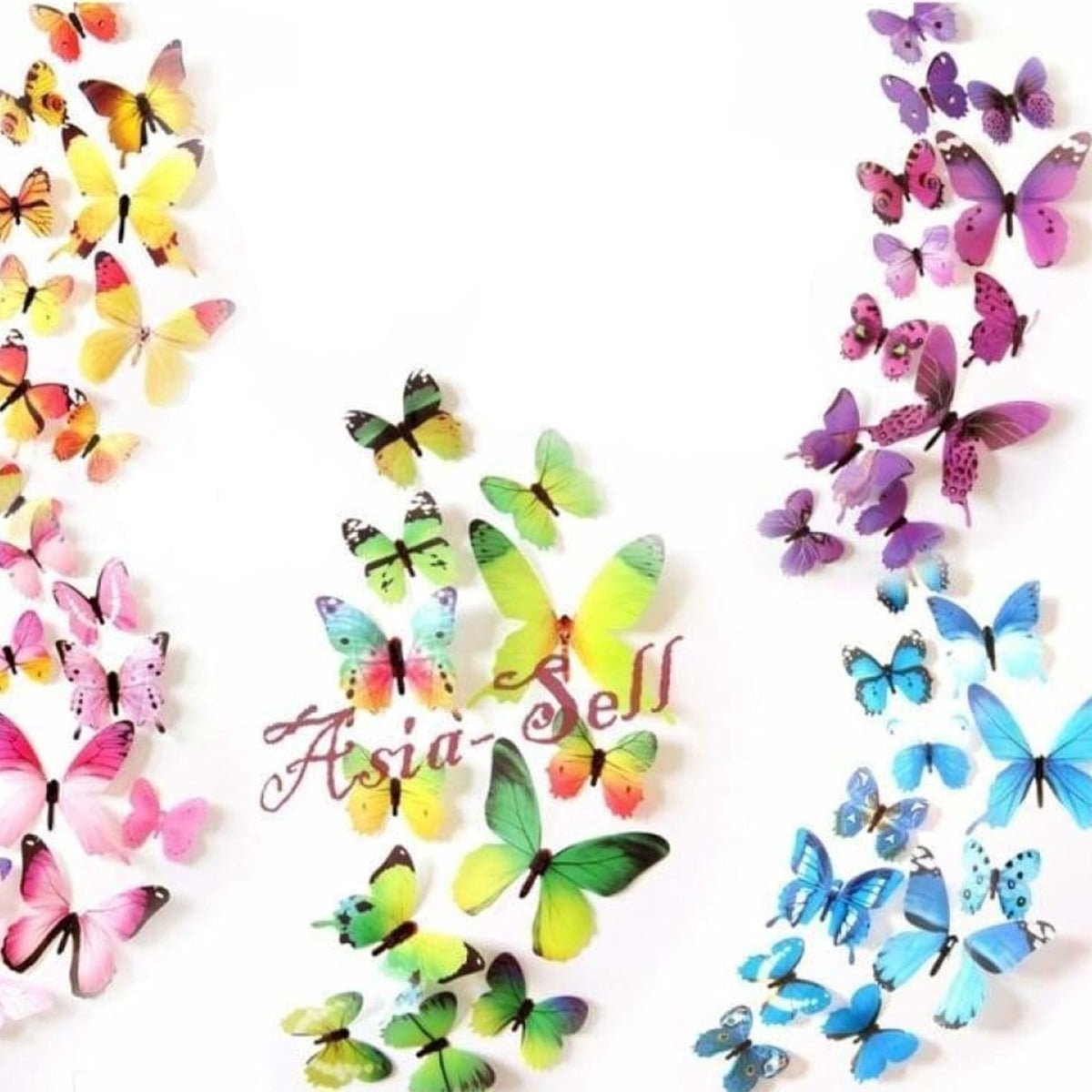 12pcs Quality Butterfly 3D Wall Stickers 11cm Home Decorations Multicolour - Green - - Asia Sell