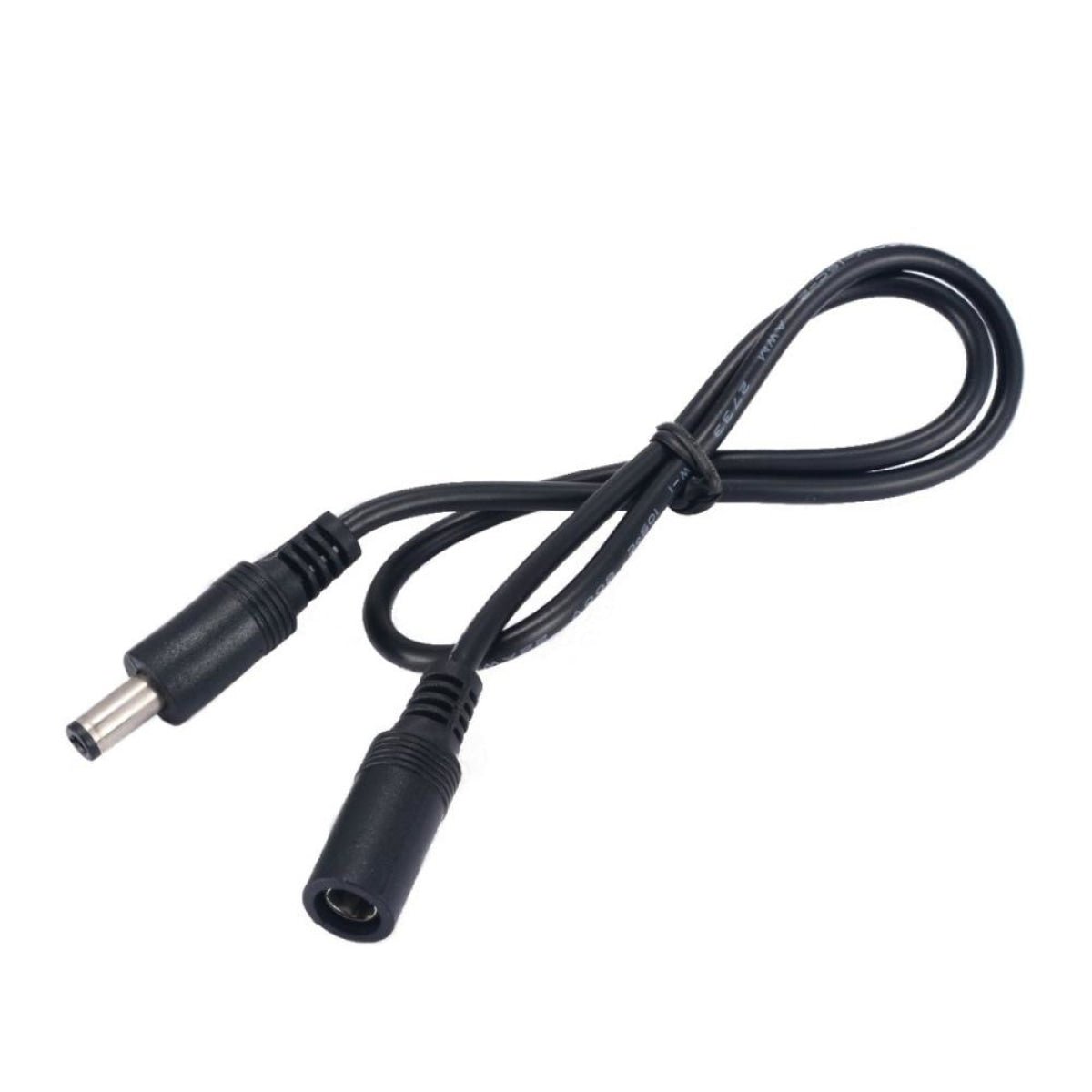 12V 5A 20AWG DC Extension Cable LED CCTV Camera 5.5mm x 2.1mm Male Female Power Cord - 0.5m Black - Asia Sell