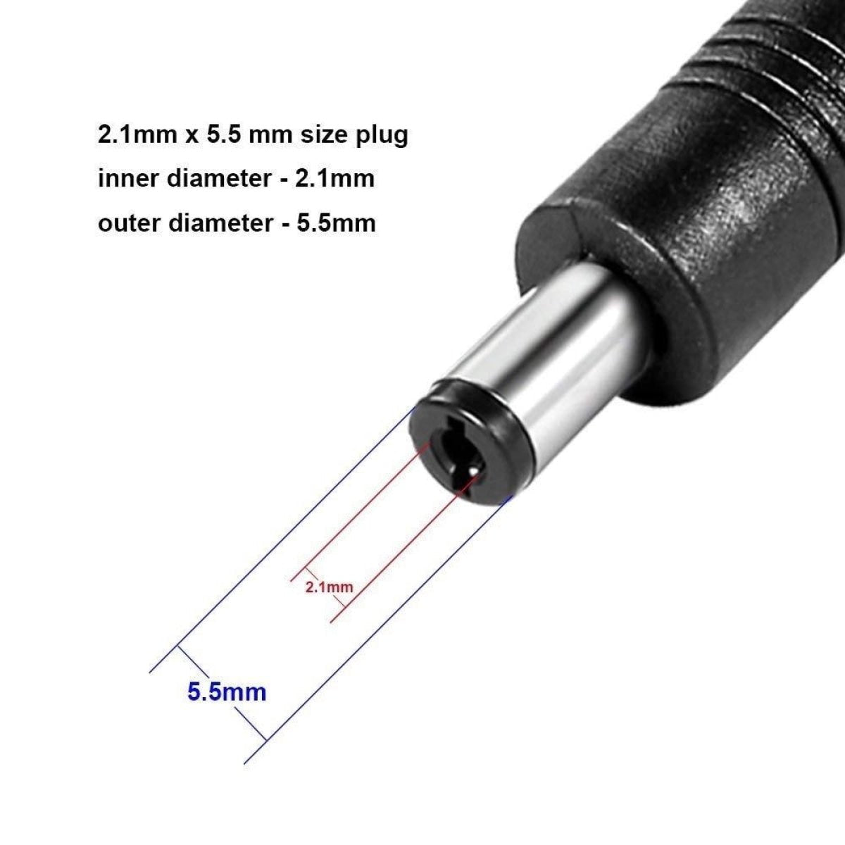 12V 5A 20AWG DC Extension Cable LED CCTV Camera 5.5mm x 2.1mm Male Female Power Cord - 0.5m Black - Asia Sell