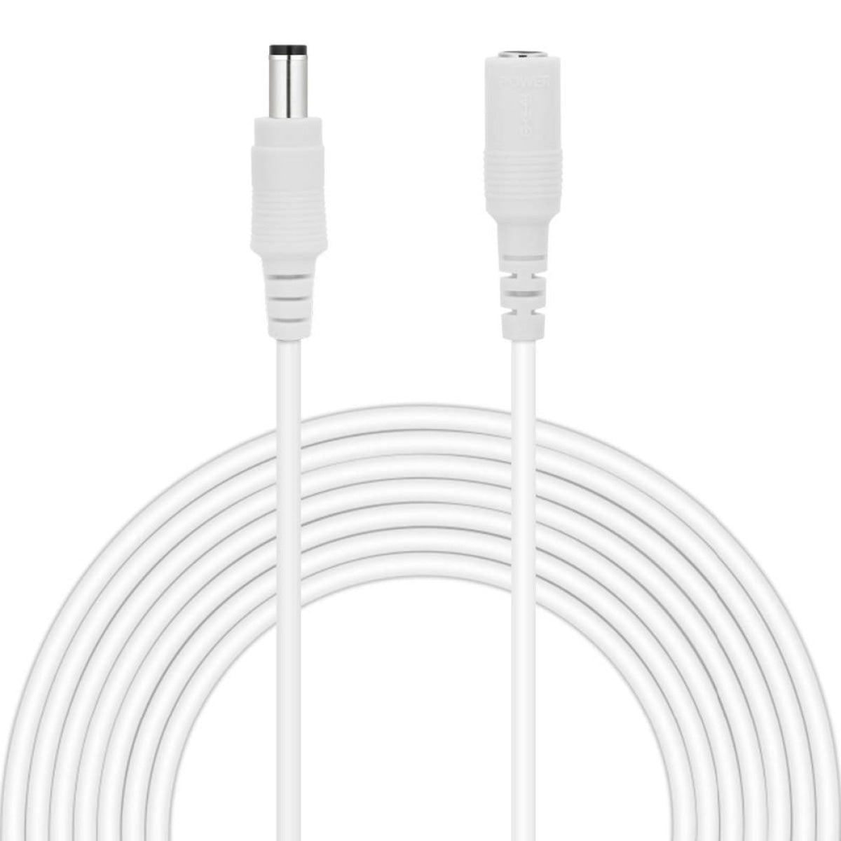 12V 5A 20AWG DC Extension Cable LED CCTV Camera 5.5mm x 2.1mm Male Female Power Cord - 0.5m White - Asia Sell