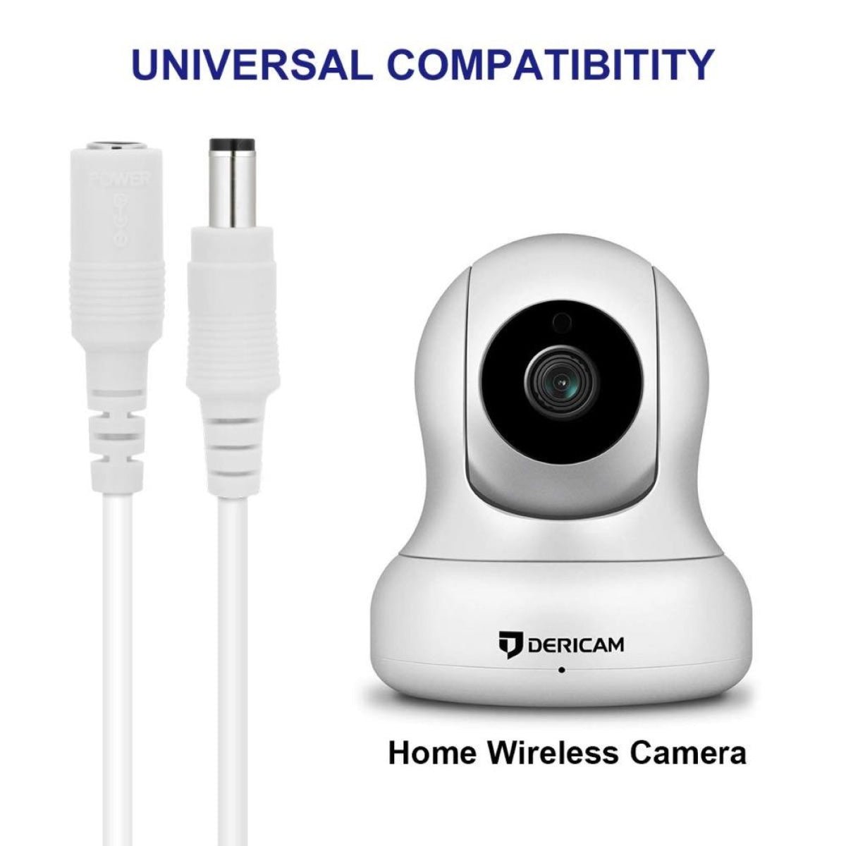 12V 5A 20AWG DC Extension Cable LED CCTV Camera 5.5mm x 2.1mm Male Female Power Cord - 0.5m White - Asia Sell