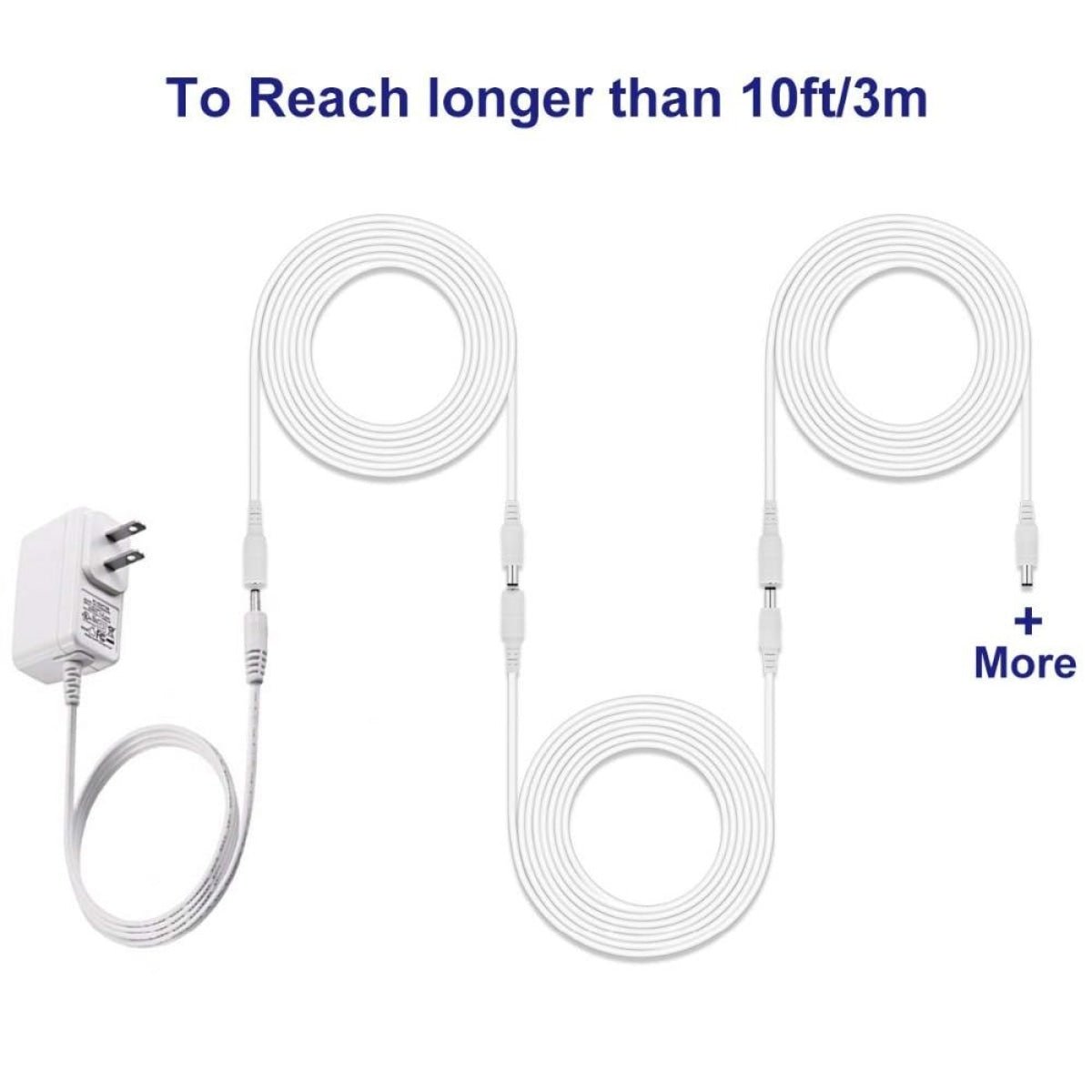 12V 5A 20AWG DC Extension Cable LED CCTV Camera 5.5mm x 2.1mm Male Female Power Cord - 0.5m White - Asia Sell