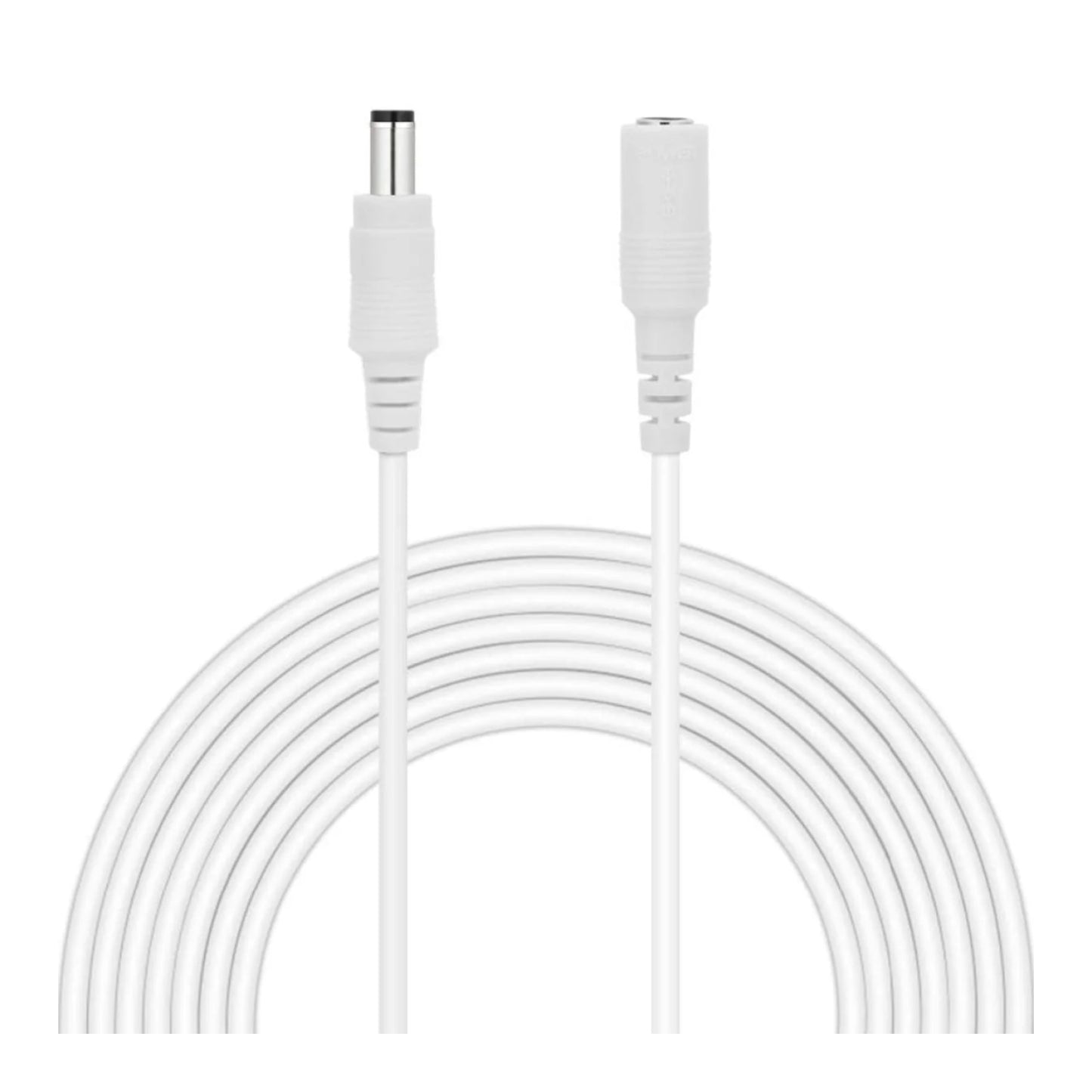 12V 5A 20AWG DC Extension Cable LED CCTV Camera 5.5mm x 2.1mm Male Female Power Cord - 0.5m White - Asia Sell