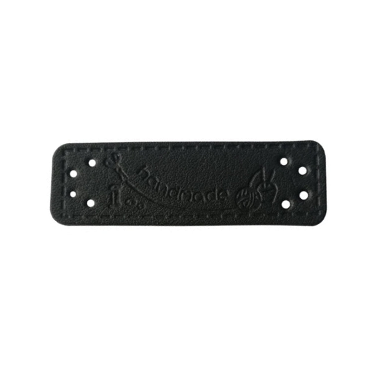 12x Sewing Tags Clothing Labels Faux Leather "Handmade" Clothes Bags DIY Hand Made - Black 1 - Asia Sell
