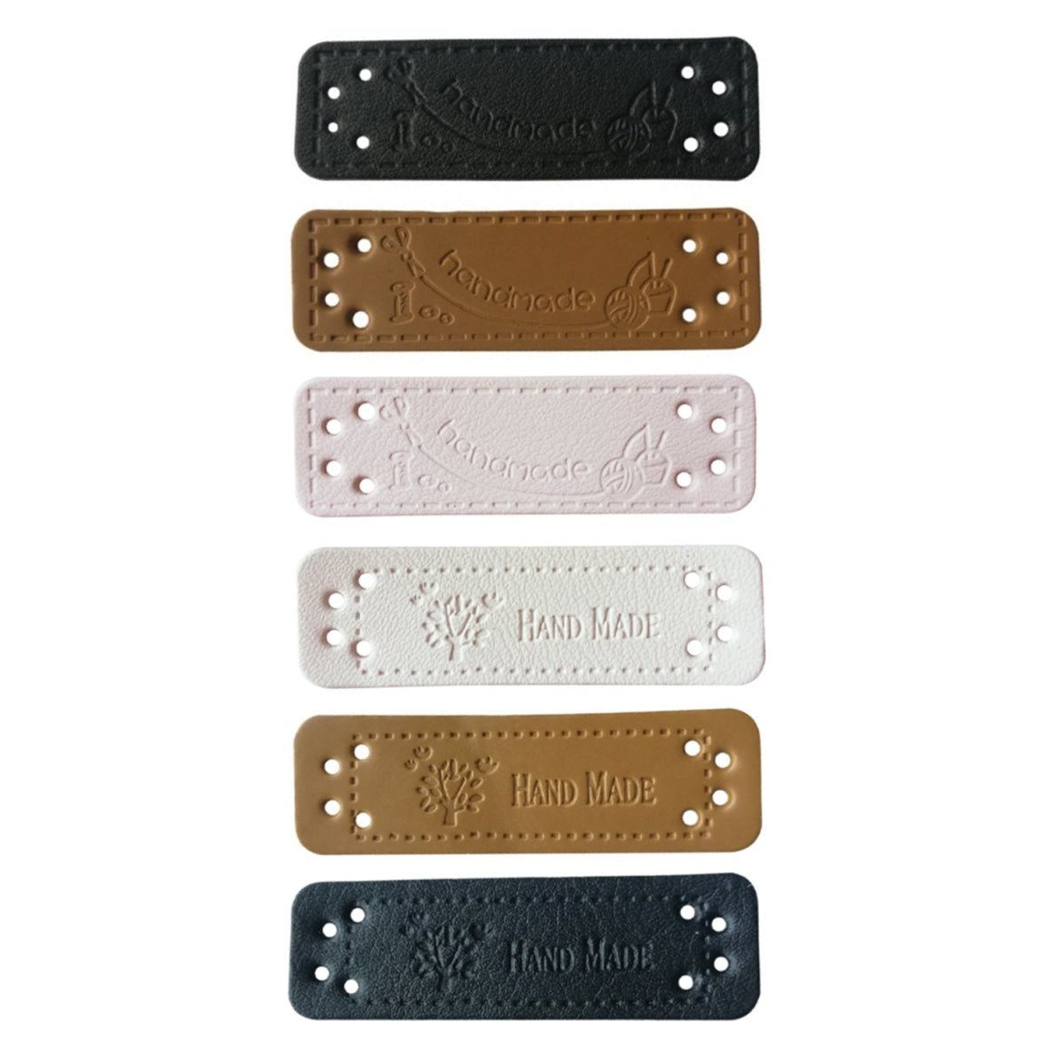 12x Sewing Tags Clothing Labels Faux Leather "Handmade" Clothes Bags DIY Hand Made - Black 2 - Asia Sell