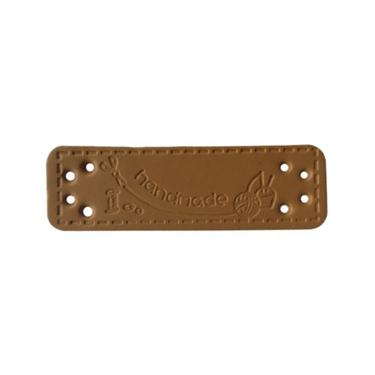 12x Sewing Tags Clothing Labels Faux Leather "Handmade" Clothes Bags DIY Hand Made - Brown 1 - Asia Sell