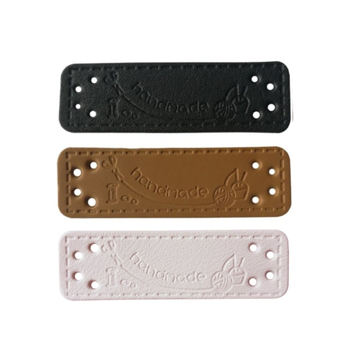 12x Sewing Tags Clothing Labels Faux Leather "Handmade" Clothes Bags DIY Hand Made - Mixed 1 - Asia Sell