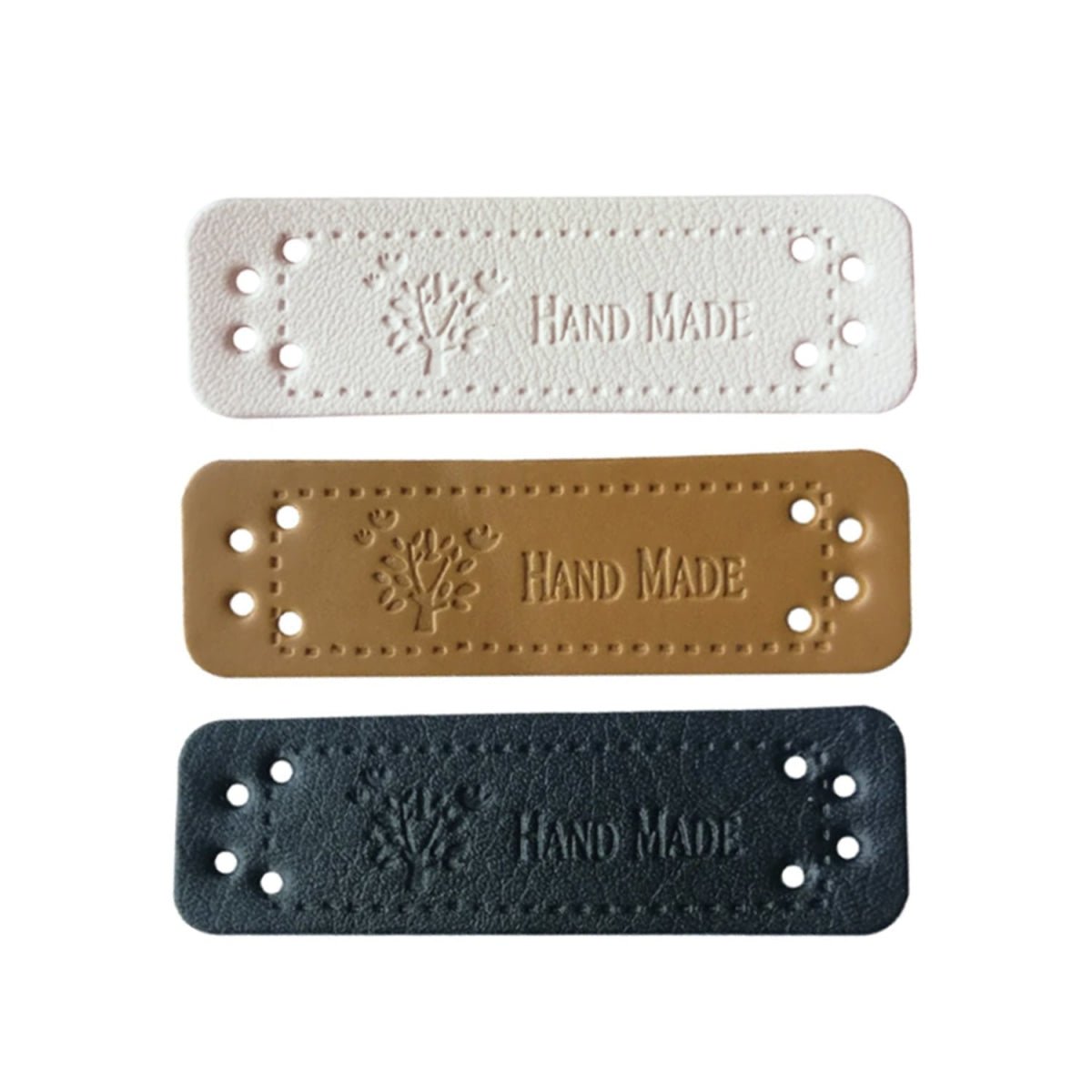 12x Sewing Tags Clothing Labels Faux Leather "Handmade" Clothes Bags DIY Hand Made - Mixed 2 - Asia Sell