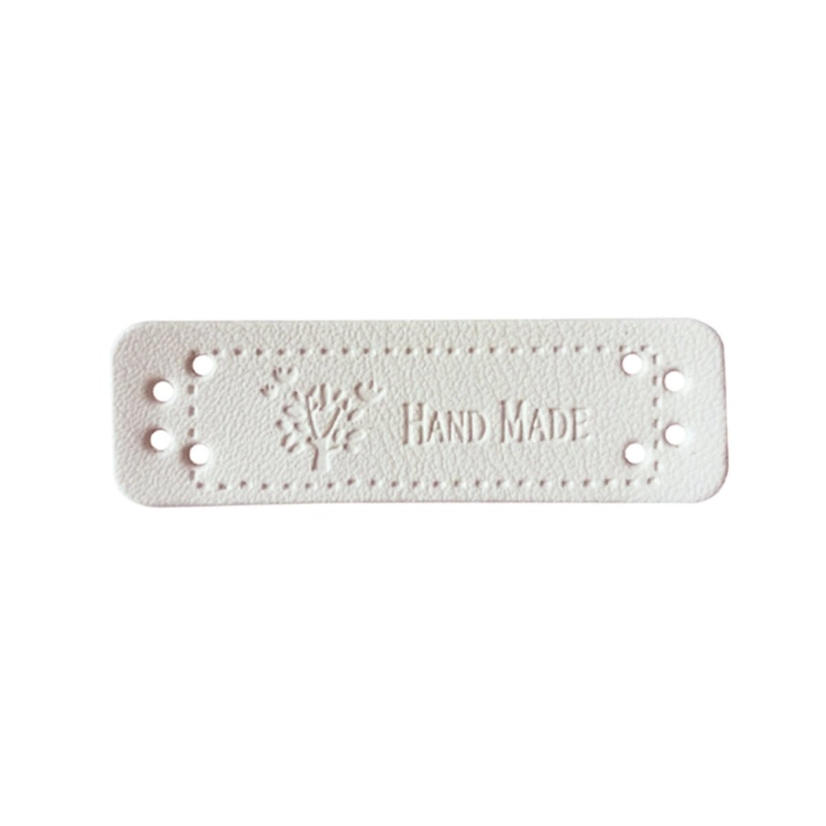12x Sewing Tags Clothing Labels Faux Leather "Handmade" Clothes Bags DIY Hand Made - White 2 - Asia Sell