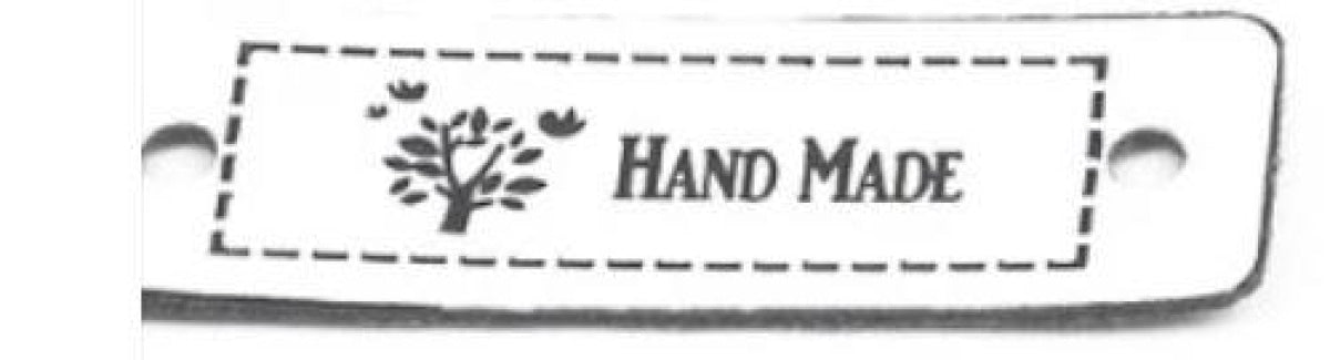 12x Sewing Tags Clothing Labels Faux Leather "Handmade" Clothes Bags DIY Hand Made - White Black 2 - Asia Sell