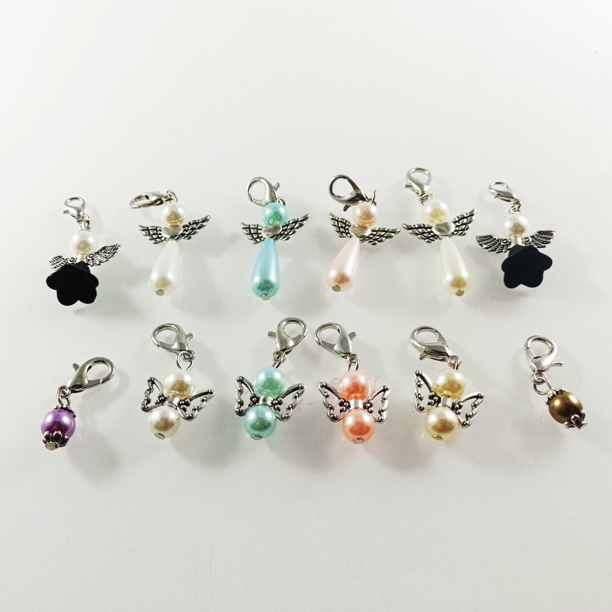 12x Stitch Marker 40mm Angel Keyring Lobster Clasp Butterfly Knitting Crochet Stitch Lock Knit Locking Pendant Tag Charm - - Asia Sell