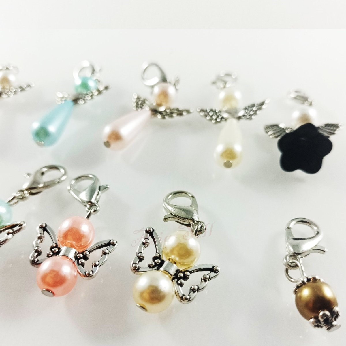 12x Stitch Marker 40mm Angel Keyring Lobster Clasp Butterfly Knitting Crochet Stitch Lock Knit Locking Pendant Tag Charm - - Asia Sell