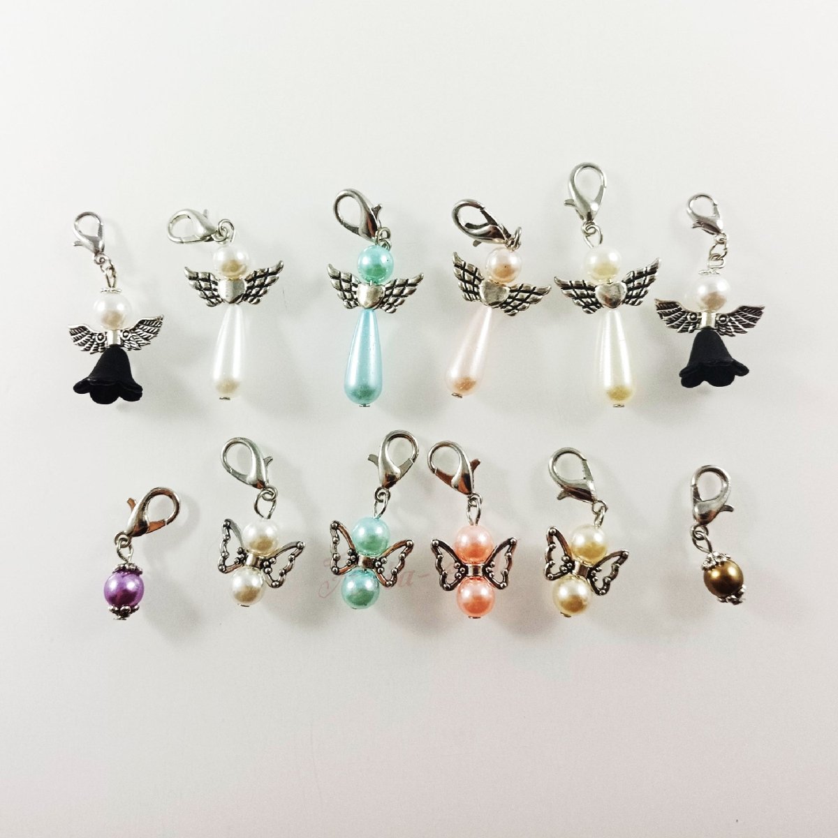 12x Stitch Marker 40mm Angel Keyring Lobster Clasp Butterfly Knitting Crochet Stitch Lock Knit Locking Pendant Tag Charm - - Asia Sell