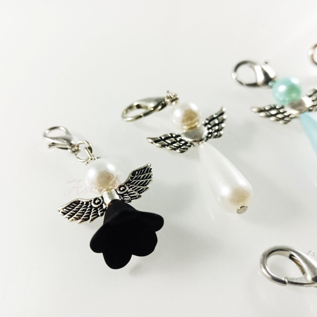 12x Stitch Marker 40mm Angel Keyring Lobster Clasp Butterfly Knitting Crochet Stitch Lock Knit Locking Pendant Tag Charm - - Asia Sell