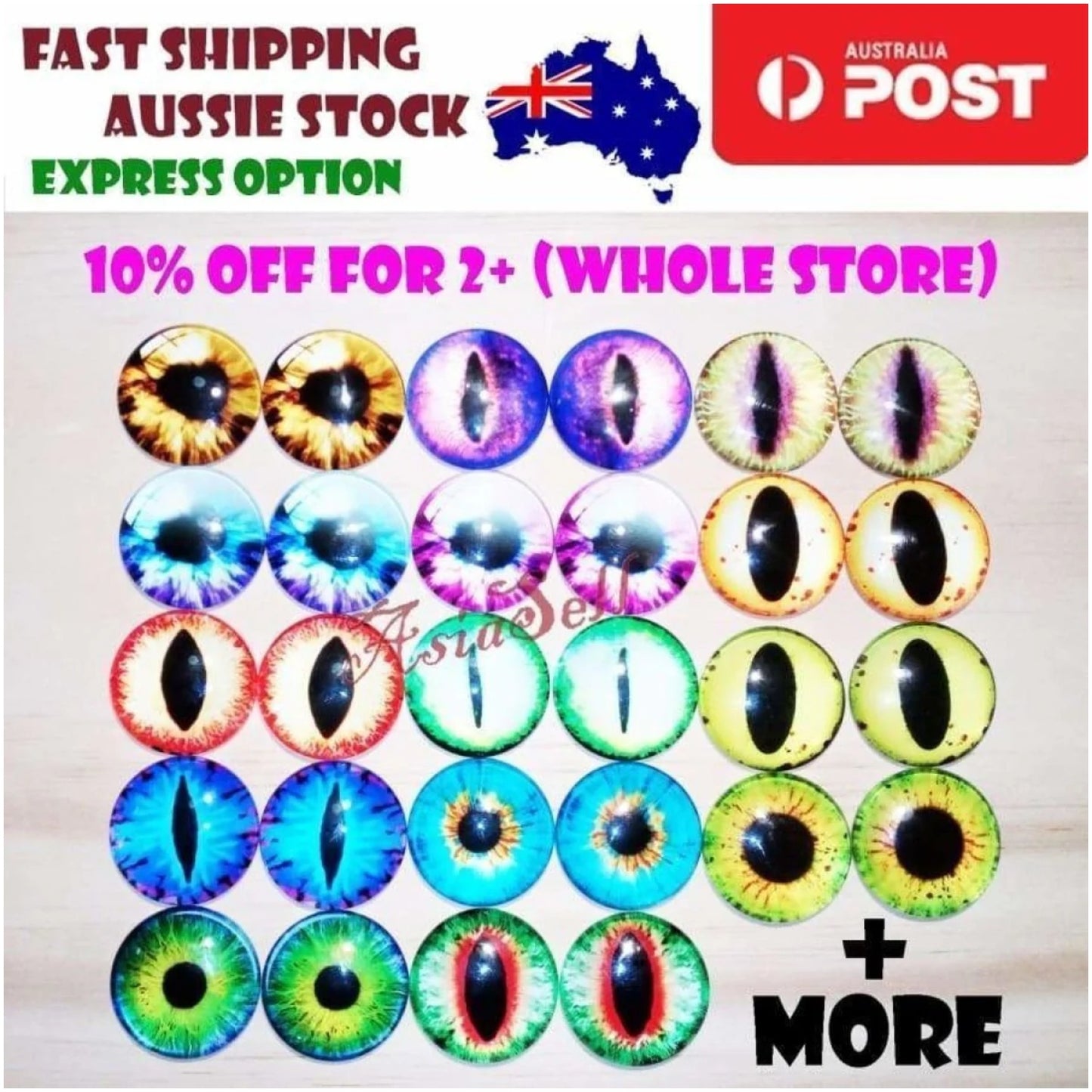 14 Pairs 30mm Quality Glass Eyes Cabochons Cabochon 30mm DIY Bracelet Necklace - - Asia Sell