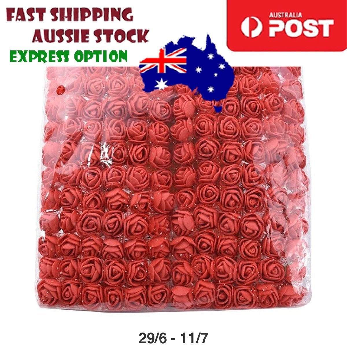 144pcs 2cm Artificial Flowers Decorative Flower Wreath Wedding Home - Red - Asia Sell