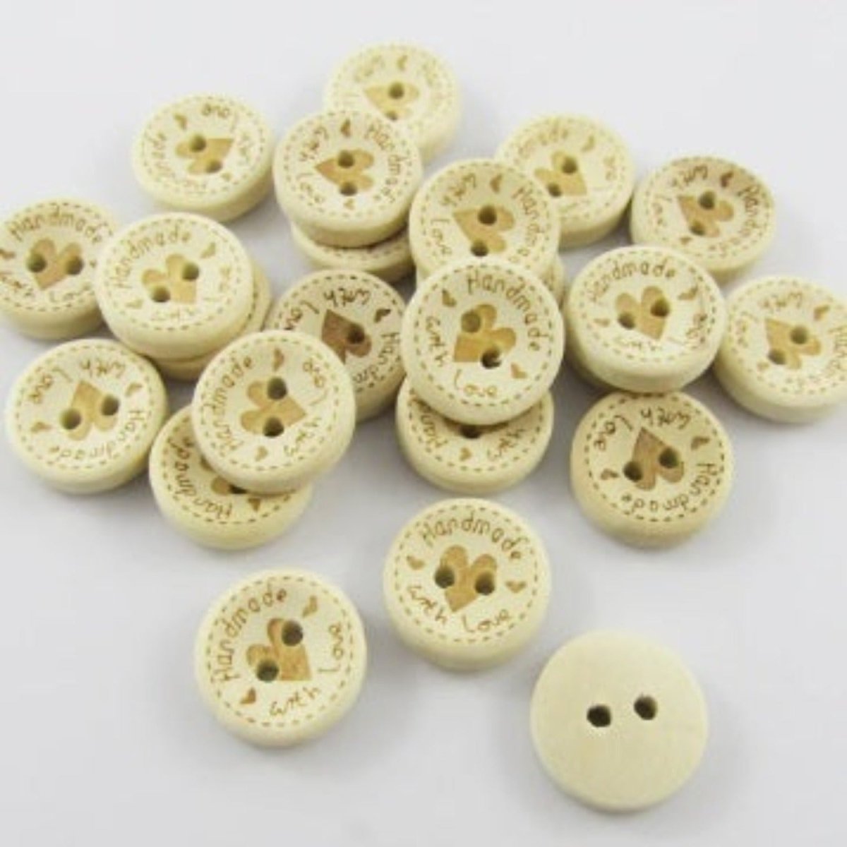15-25MM DIY Round Wood Buttons sewing 2 Holes Handmade with Love Heart Round Wooden Buttons - 15mm 200PCS - Asia Sell