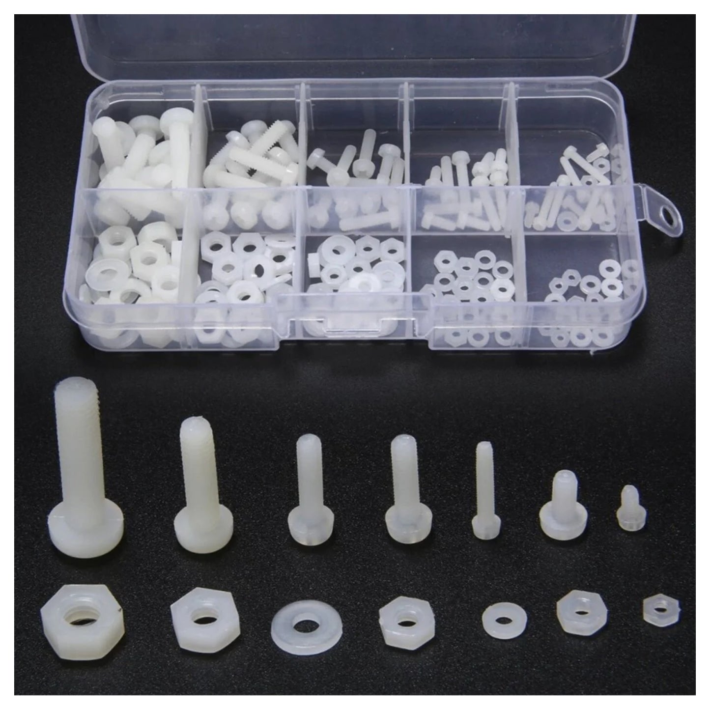150pcs Kit White Plastic Hex Screw Bolt Nut Standoff Spacer Fastener M2 M2.5 M3 M4 M5 Tool - - Asia Sell