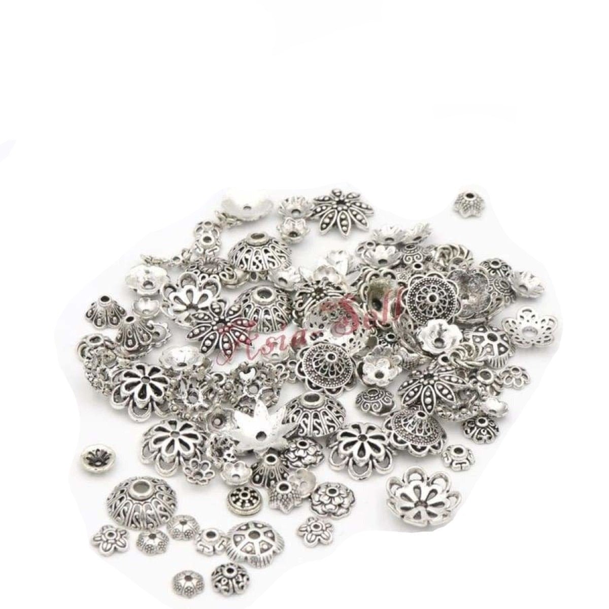 150pcs Tibetan Antique Silver Colour Flower Beads Jewelry Making Bangles Anklets Bangle - - Asia Sell