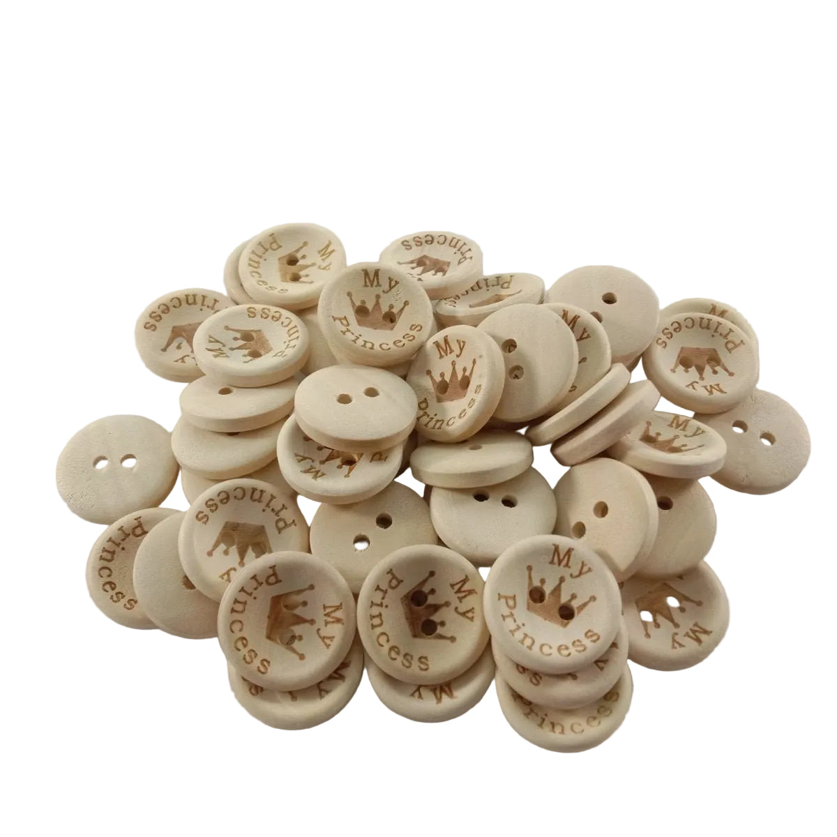 15/20/25mm My Princess My Prince Wooden Buttons Natural Wood Baby Clothing Button Sewing - My Princess 20mm 50pcs - - Asia Sell
