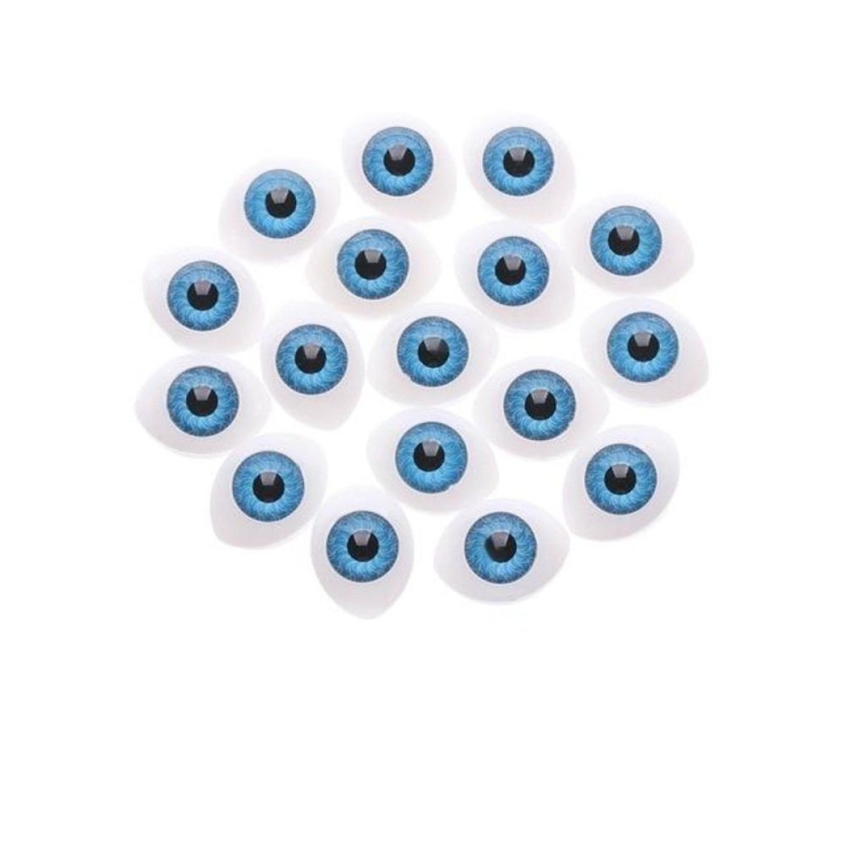 16/20pcs Oval Shaped Doll Eyes Plastic for DIY Toy Doll Animal Puppet Dinosaur Half Round - Blue - 10x13mm - Asia Sell