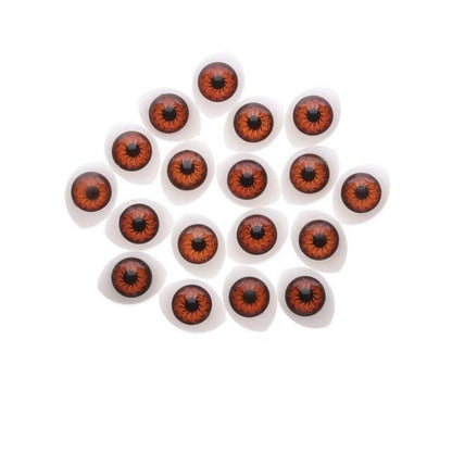 16/20pcs Oval Shaped Doll Eyes Plastic for DIY Toy Doll Animal Puppet Dinosaur Half Round - Brown - 10x13mm - Asia Sell