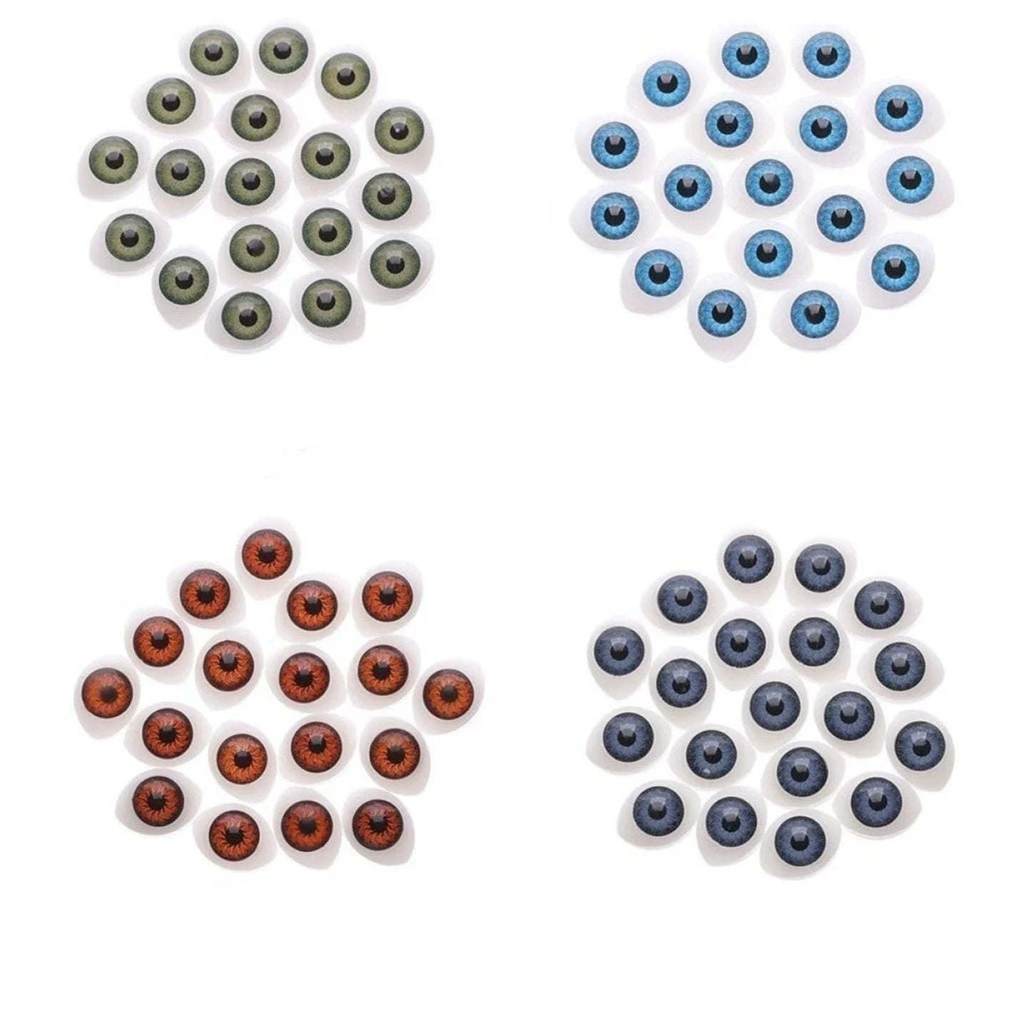 16/20pcs Oval Shaped Doll Eyes Plastic for DIY Toy Doll Animal Puppet Dinosaur Half Round - Grey - 10x13mm - Asia Sell