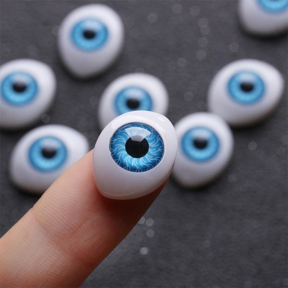 16/20pcs Oval Shaped Doll Eyes Plastic for DIY Toy Doll Animal Puppet Dinosaur Half Round - Grey - 10x13mm - Asia Sell