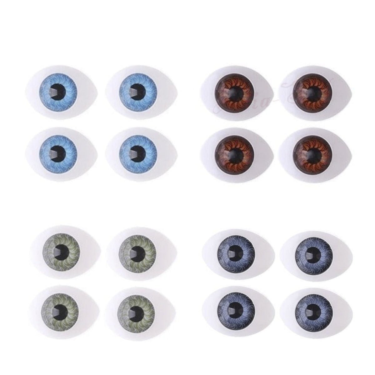 16/20pcs Oval Shaped Doll Eyes Plastic for DIY Toy Doll Animal Puppet Dinosaur Half Round - Mixed (16pcs only) - 10x13mm - Asia Sell