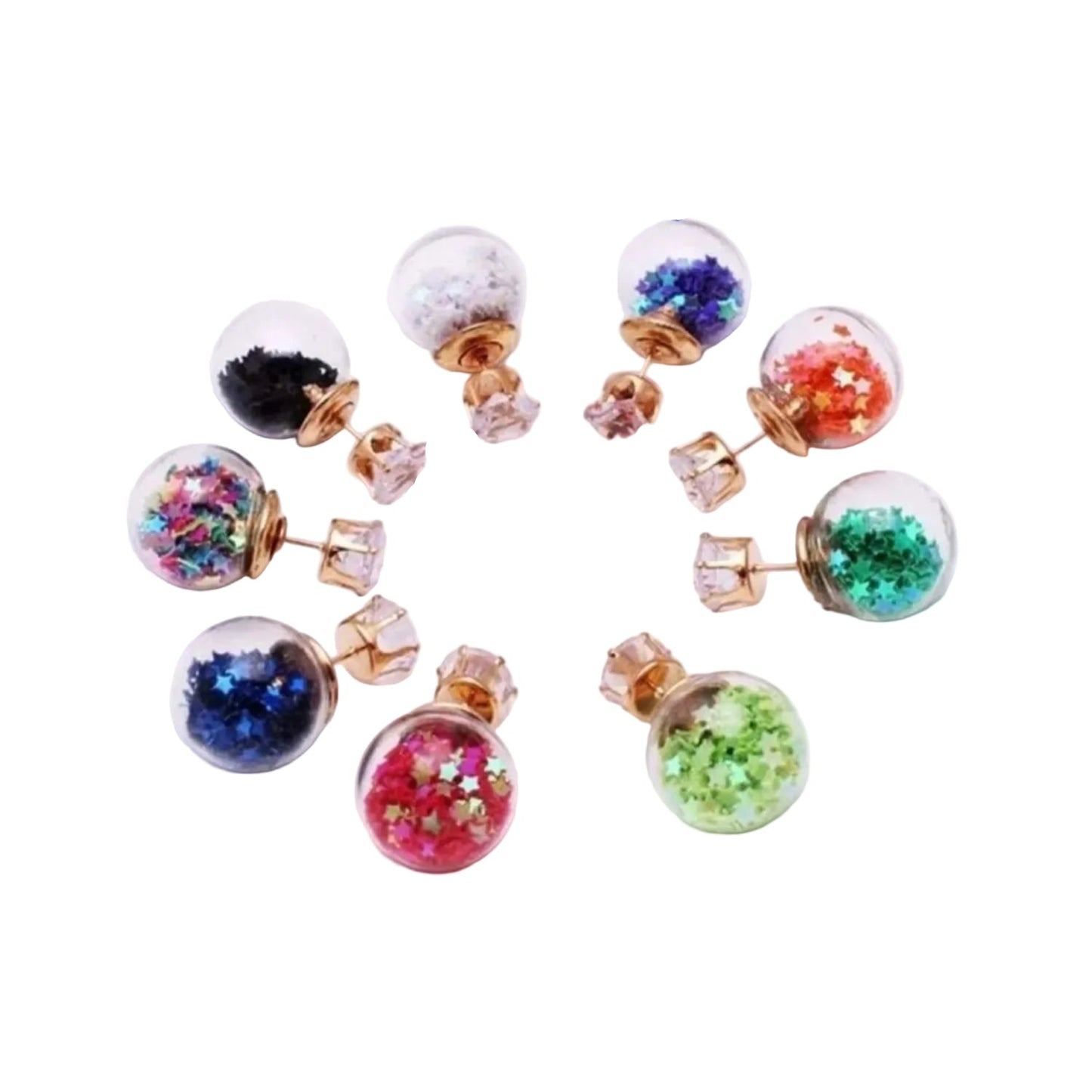 16mm Multicolour Glass Crystal Stud Earring Stars Double Sided Pearl Earrings - Lilac - Asia Sell