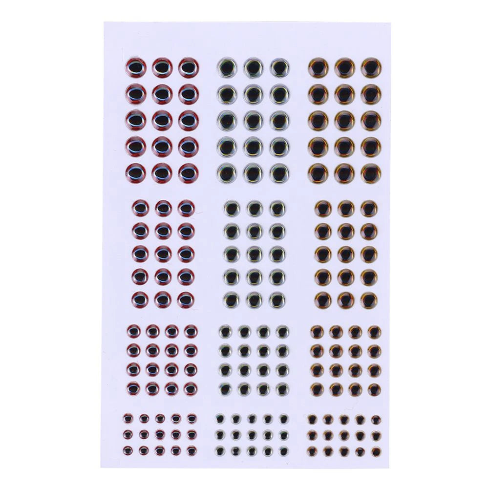 183pcs Fishing Lure Eyes Holographic 3D 3-6mm Artificial Fish Eyes Stickers Tackle Fishing Scrapbooking Cards - Set 2