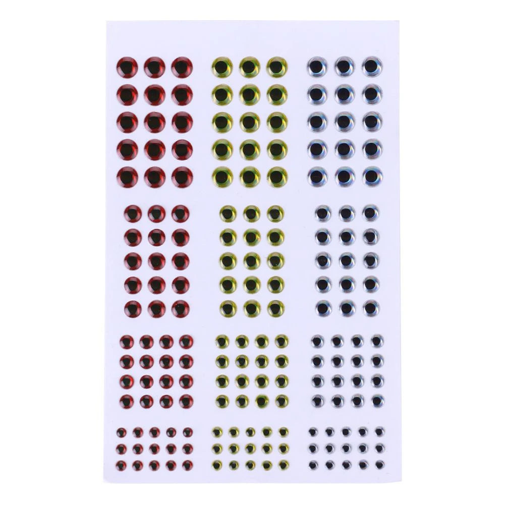 183pcs Fishing Lure Eyes Holographic 3D 3-6mm Artificial Fish Eyes Stickers Tackle Fishing Scrapbooking Cards - Set 1
