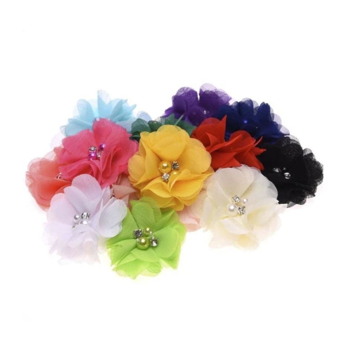 18pcs Artificial Fabric Flowers Hair Accessories Pearl Rhinestone DIY Flower Bouquet Flower Decorations - - Asia Sell