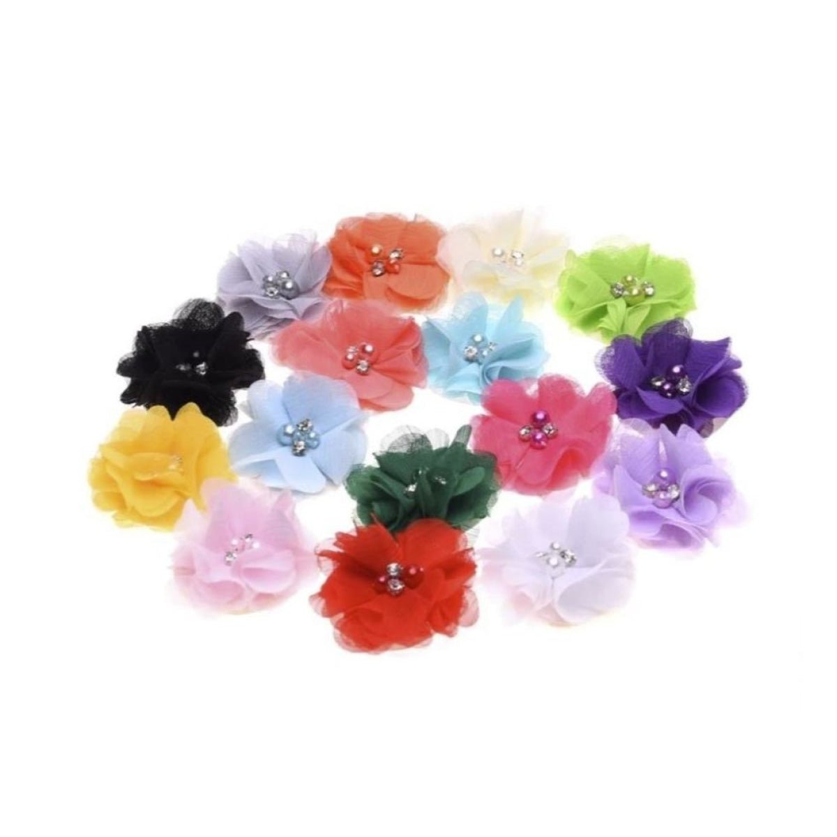 18pcs Artificial Fabric Flowers Hair Accessories Pearl Rhinestone DIY Flower Bouquet Flower Decorations - - Asia Sell