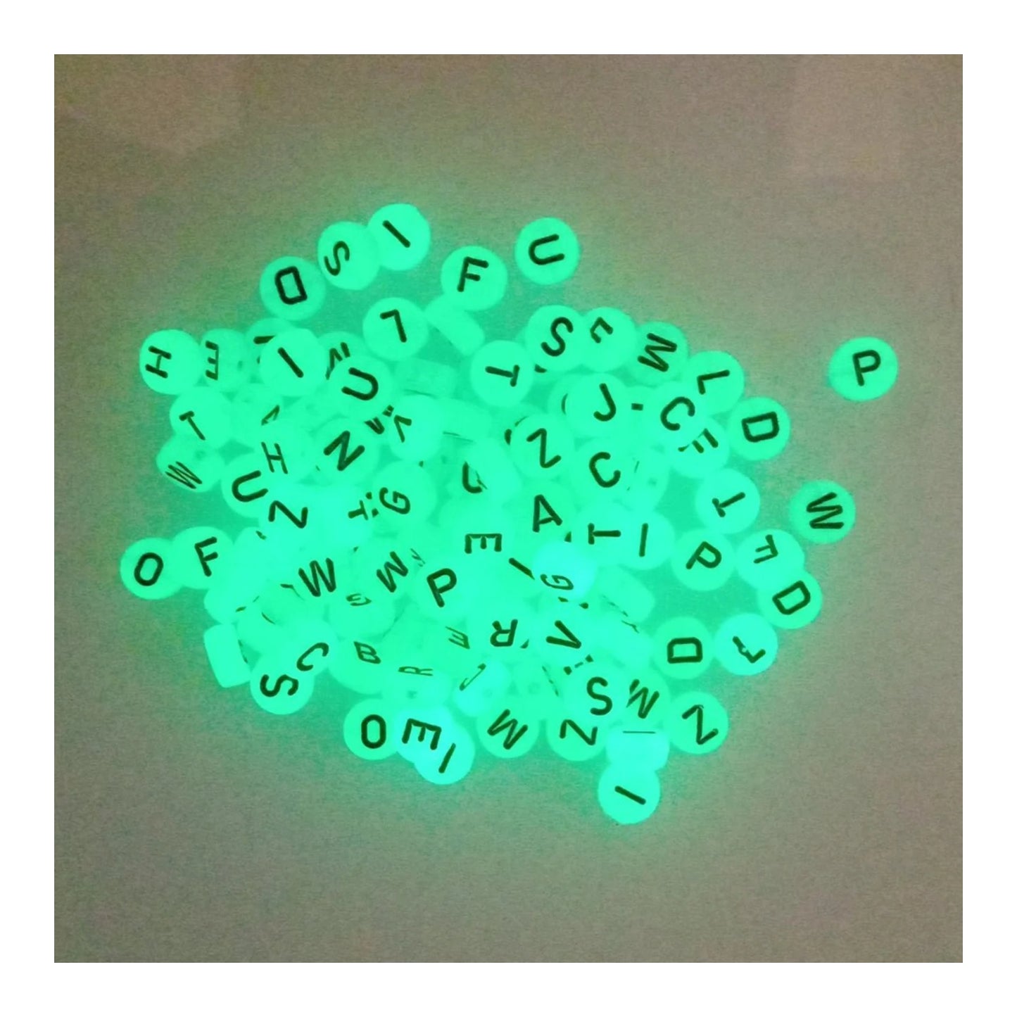 100pcs Alphabet Letters Spacer Beads for Jewelry Making DIY Bracelet Accessories 7mmx4mm Charm - Black Glowing - Asia Sell