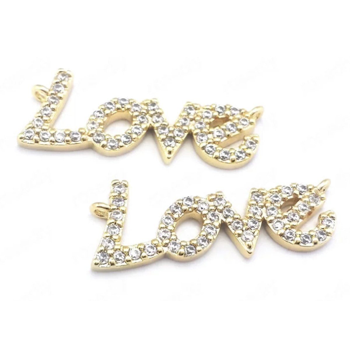 1pcs 24x9mm LOVE Pendant Gold Colour Letters Crystals Charm Pendant Jewellery DIY Accessories - - Asia Sell