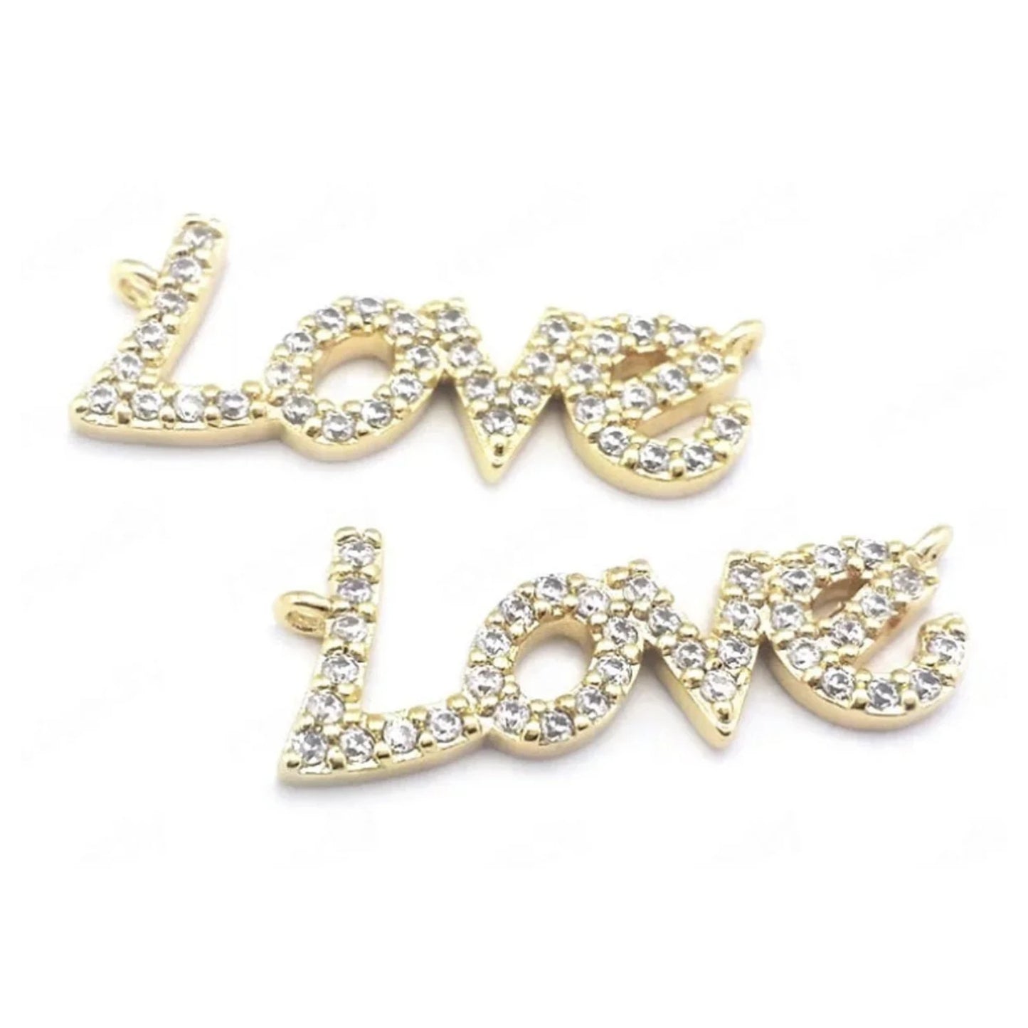1pcs 24x9mm LOVE Pendant Gold Colour Letters Crystals Charm Pendant Jewellery DIY Accessories - - Asia Sell