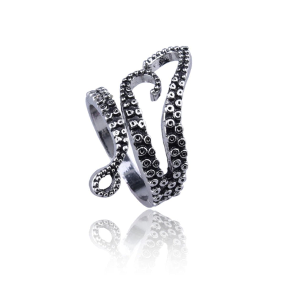 1pcs Octopus Arms and Tentacles Ring Alloy Adjustable Size Black Silver Colour Jewellery - - Asia Sell