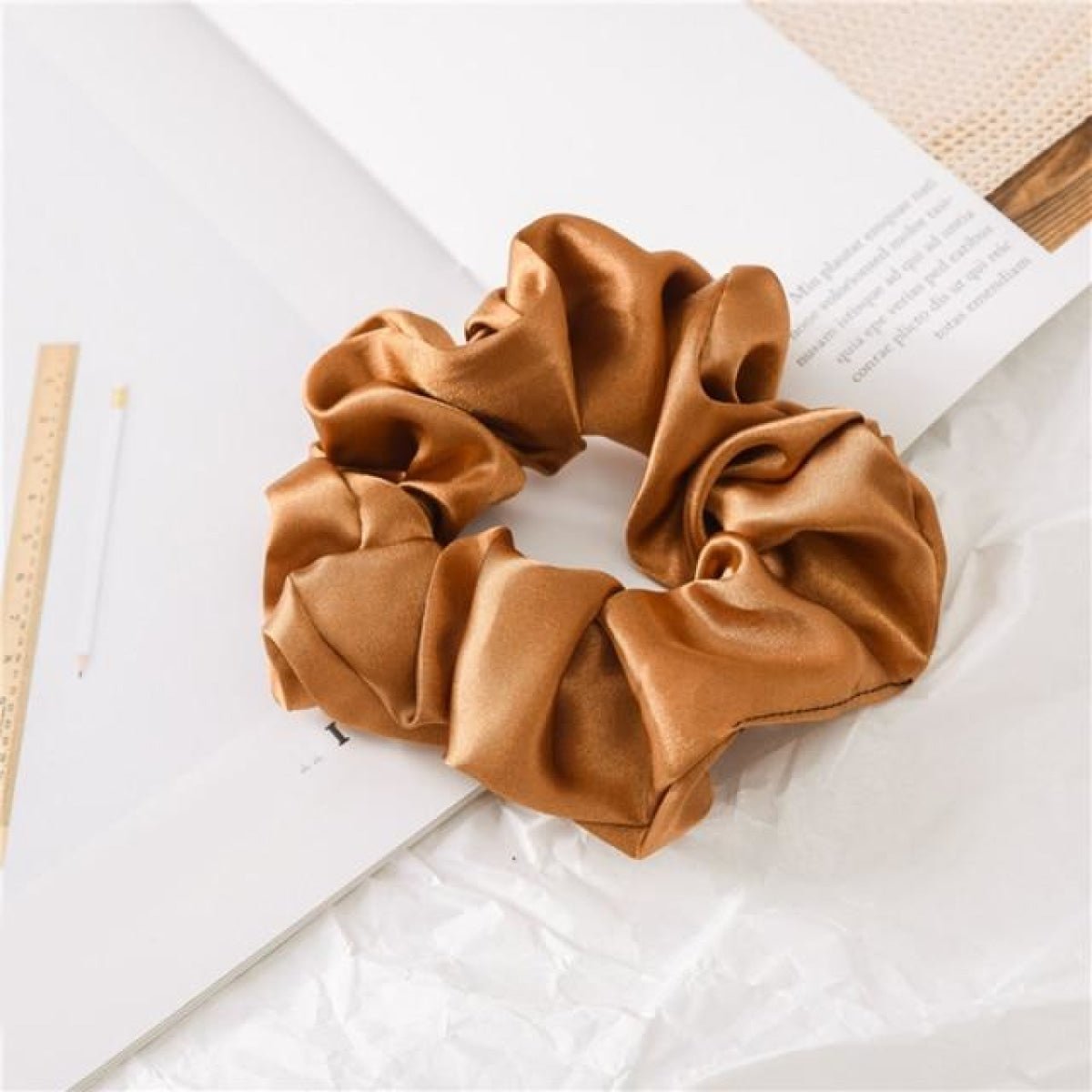 1pcs Scrunchy Scrunchie Elastic Handmade Hair Band Ponytail Brown Pink Black Coffee - Brown - Asia Sell