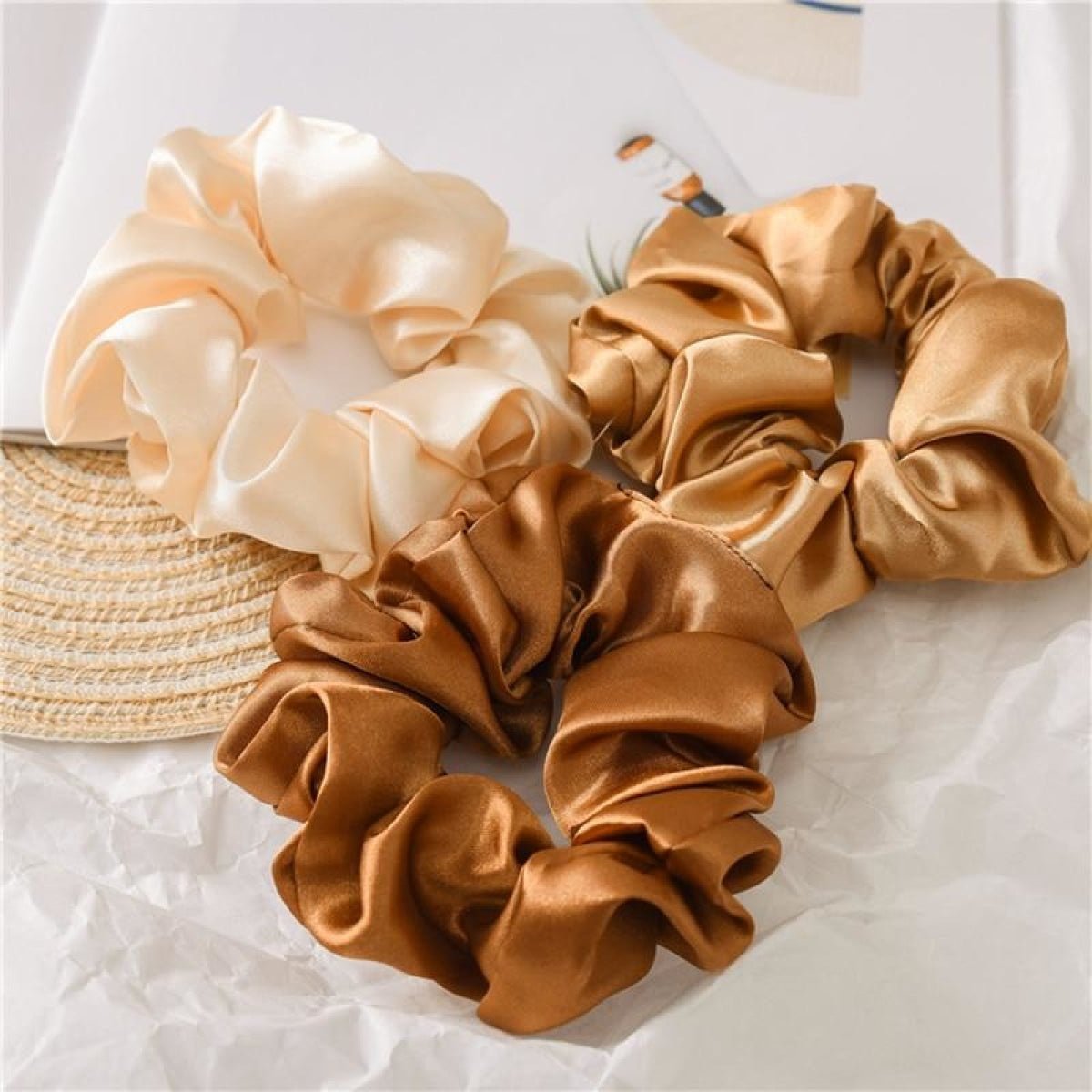 1pcs Scrunchy Scrunchie Elastic Handmade Hair Band Ponytail Brown Pink Black Coffee - Brown - Asia Sell