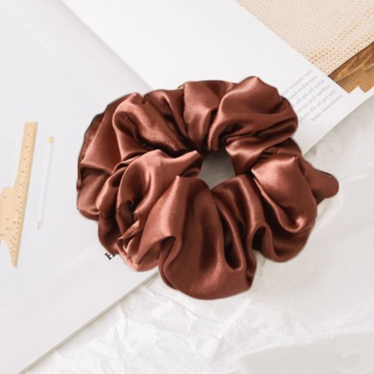 1pcs Scrunchy Scrunchie Elastic Handmade Hair Band Ponytail Brown Pink Black Coffee - Apricot - Asia Sell