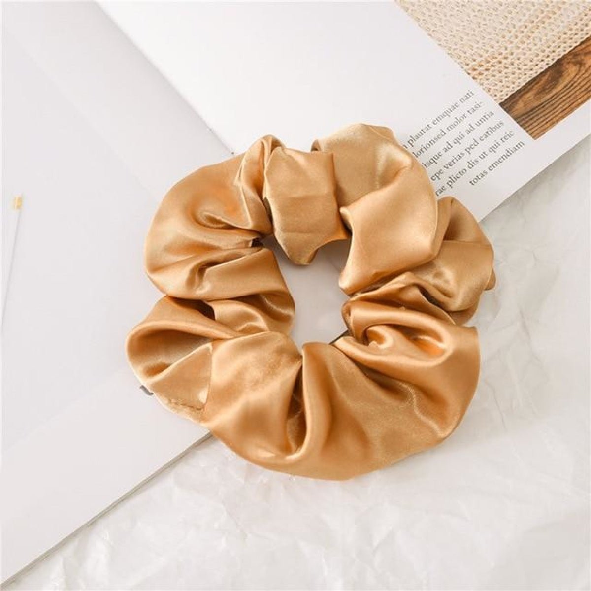 1pcs Scrunchy Scrunchie Elastic Handmade Hair Band Ponytail Brown Pink Black Coffee - light coffee - Asia Sell