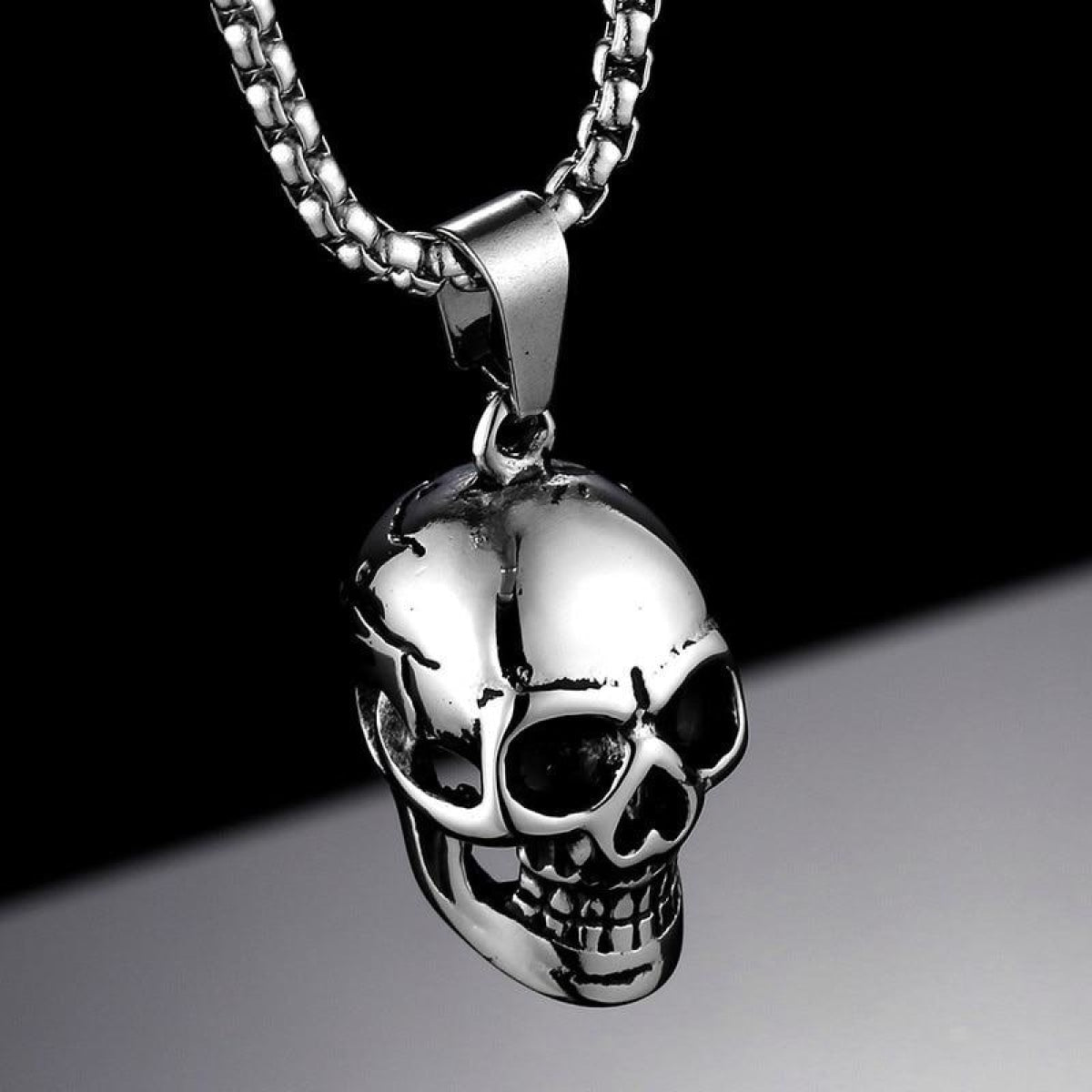 1pcs Skull Pendant Necklace Mens Womens Punk Party Jewellery Zinc Alloy - Silver - - Asia Sell