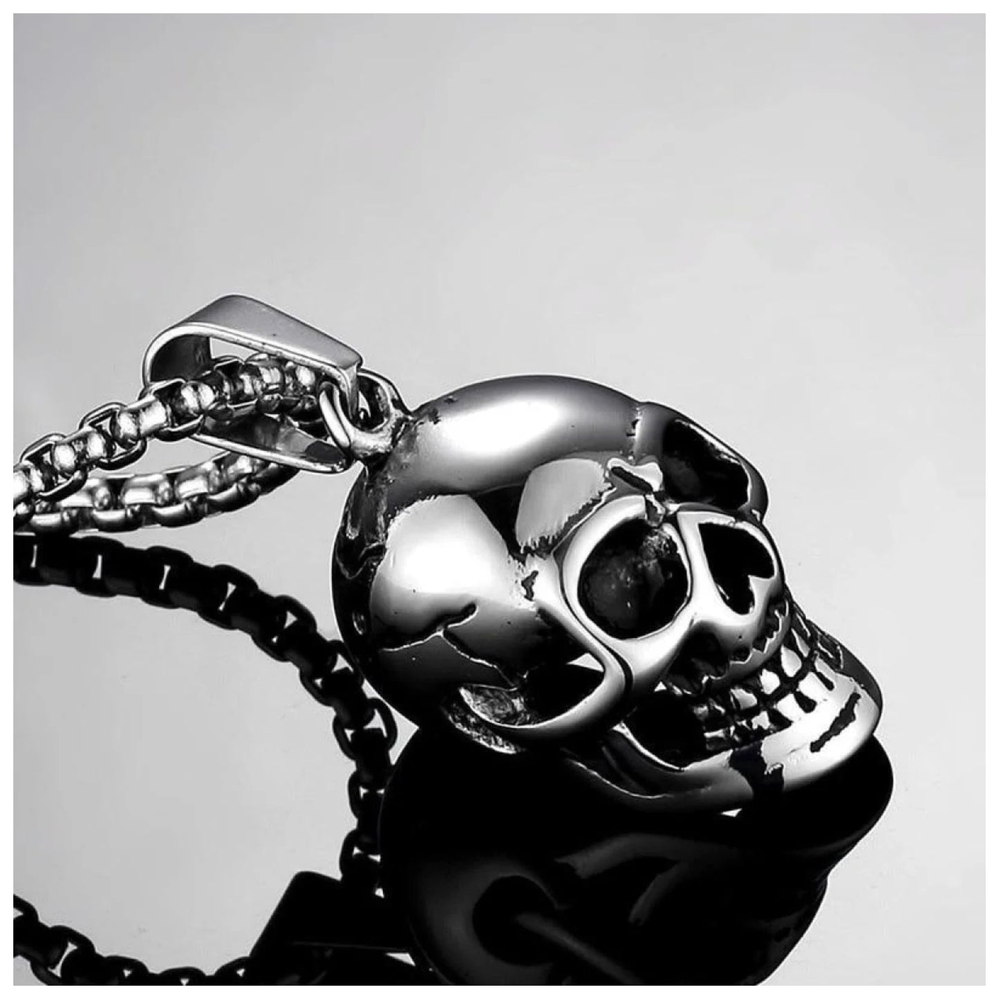 1pcs Skull Pendant Necklace Mens Womens Punk Party Jewellery Zinc Alloy - Silver - Asia Sell