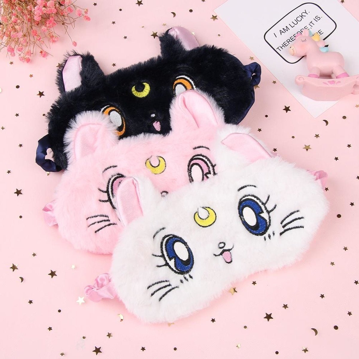 1pcs Soft Padded Animal Sleeping Mask Sleep Eye Cat Mask Eye Shade - Black - Asia Sell