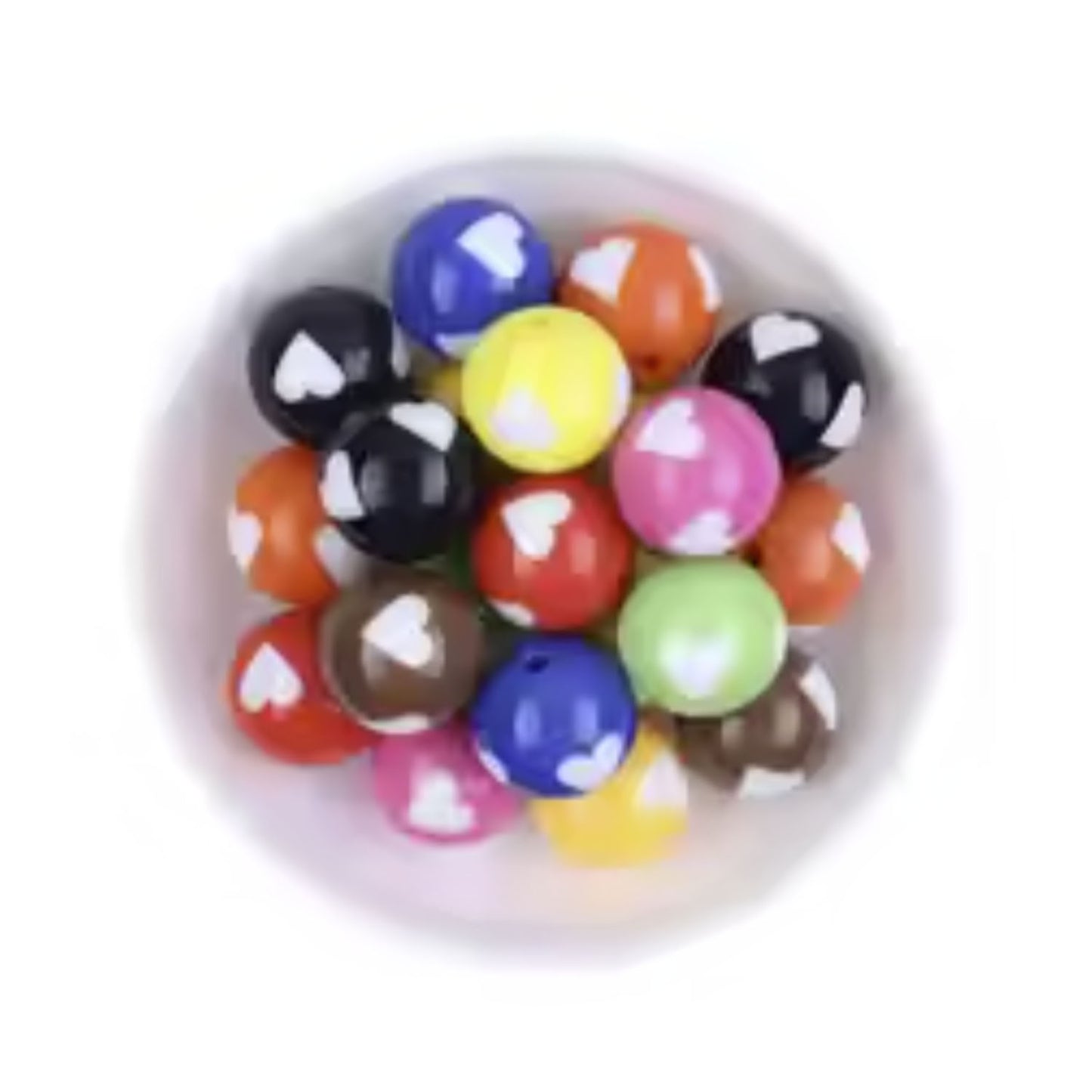 20-200pcs Fashion Jewellery Round Resin Printed Beads | 16mm Hearts | Asia Sell
